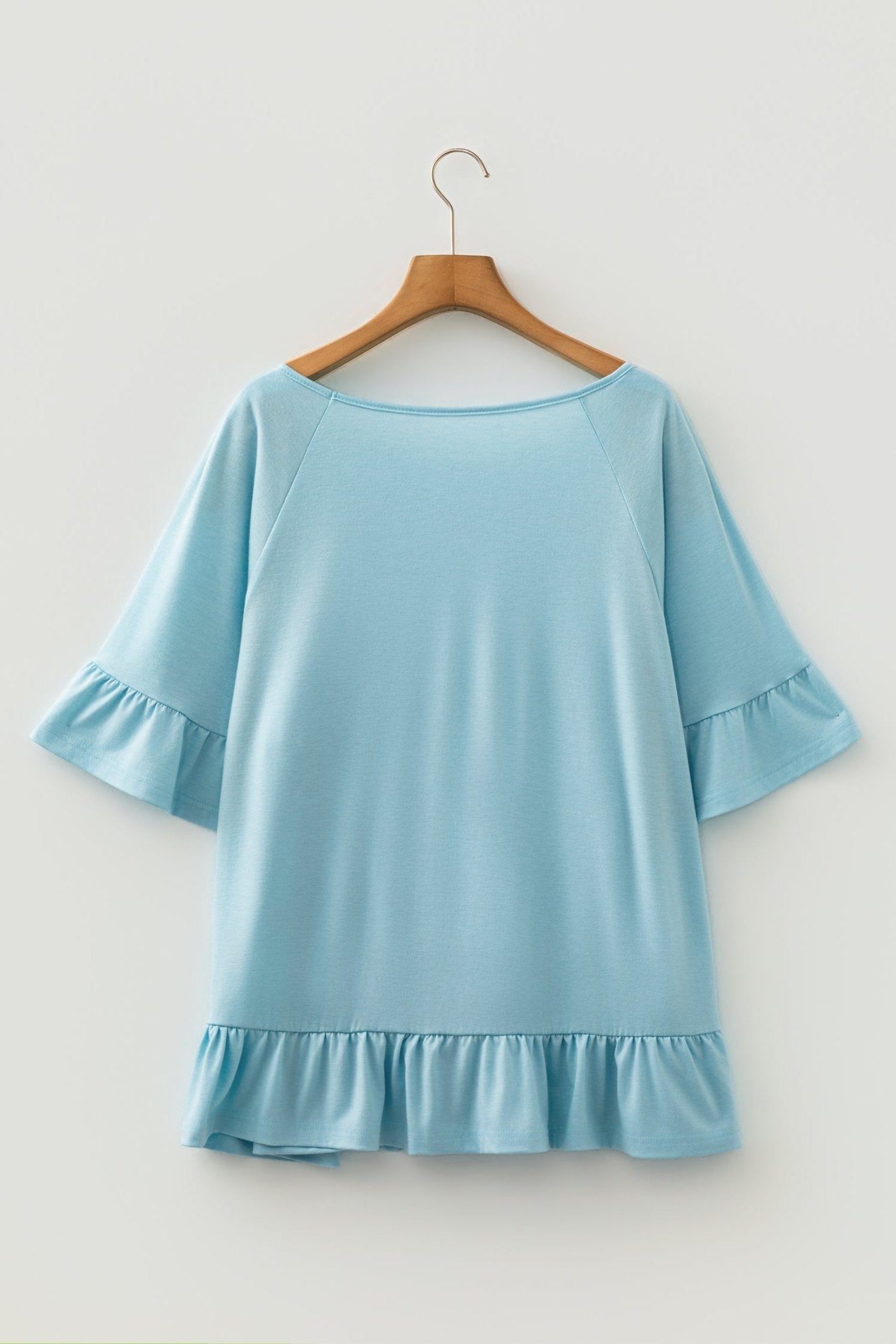 Plus Size Solid Ruffle Short Sleeve Blouse - Rooted & Reckless Co.