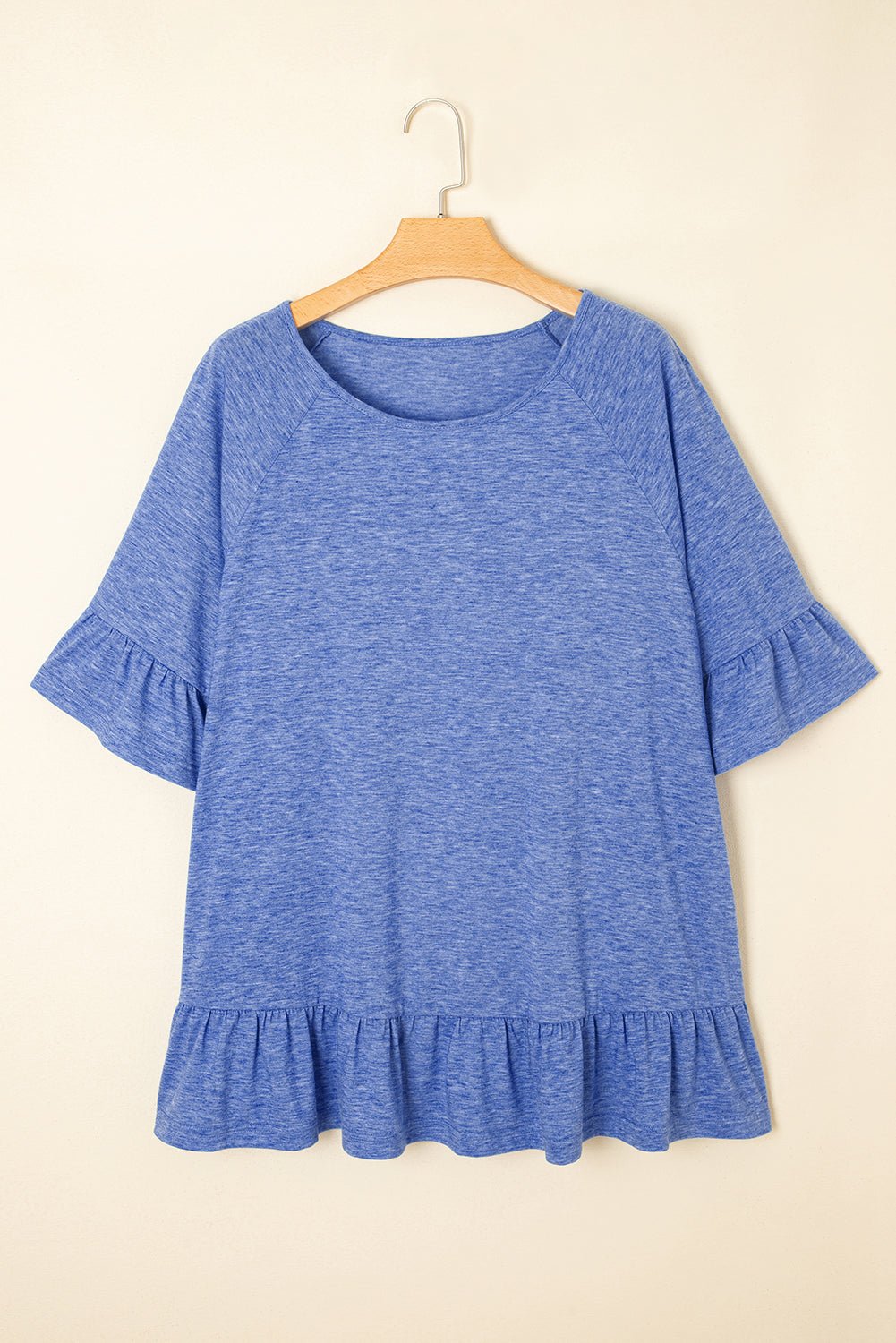 Plus Size Solid Ruffle Short Sleeve Blouse - Rooted & Reckless Co.