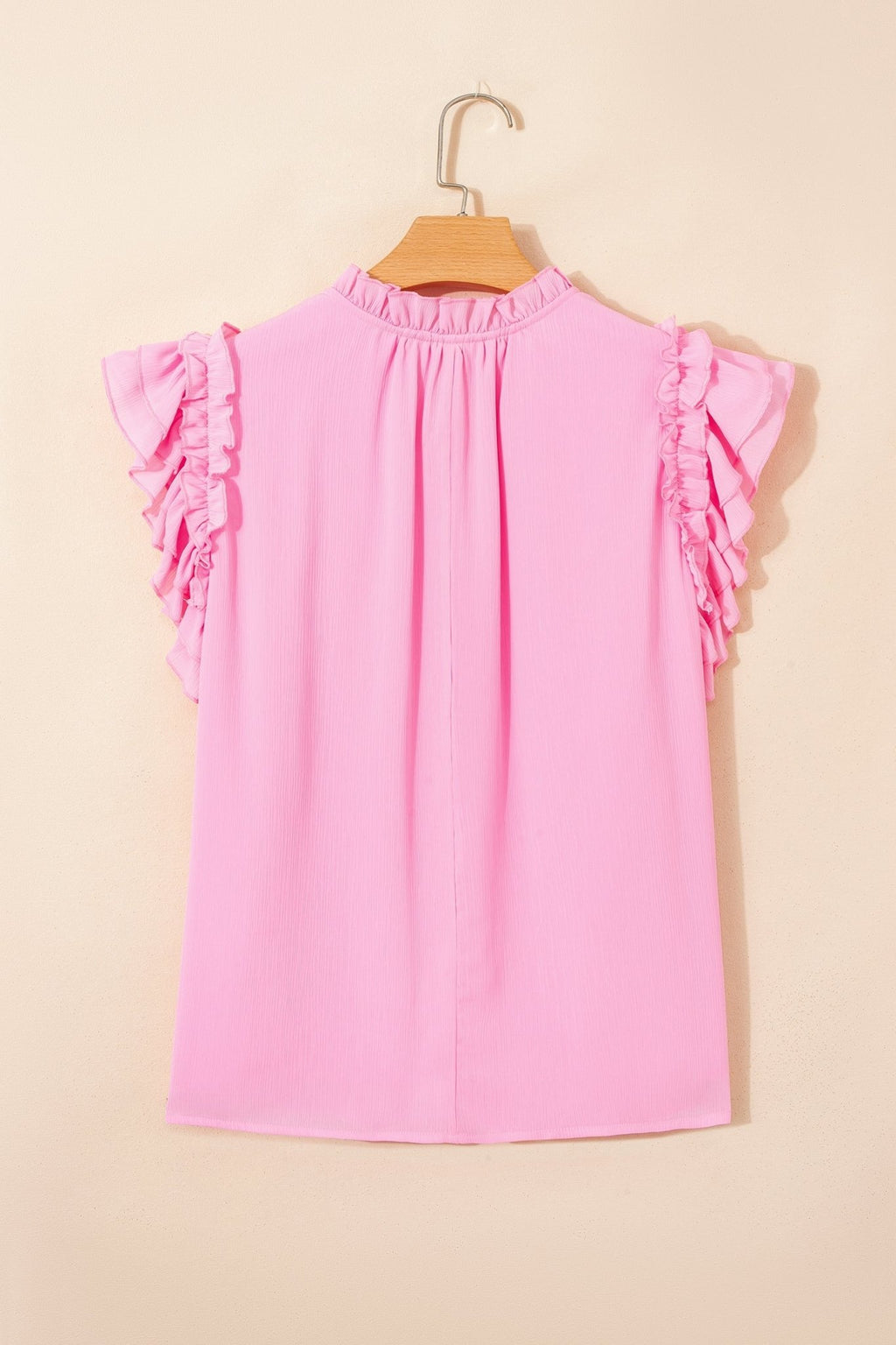 Plus Size Solid Ruffle Tassel Tie V-Neck Blouse - Rooted & Reckless Co.