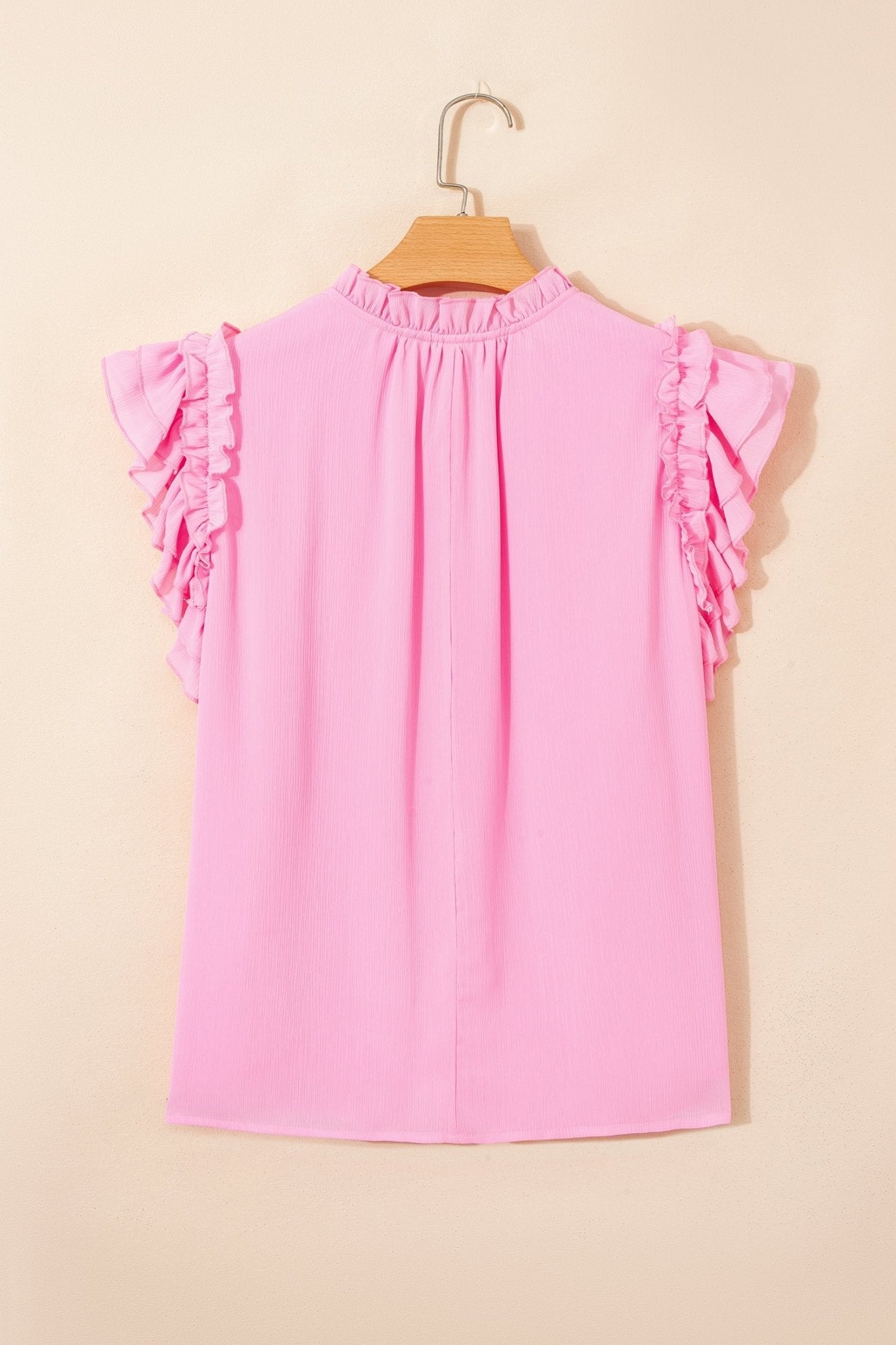 Plus Size Solid Ruffle Tassel Tie V-Neck Blouse - Rooted & Reckless Co.