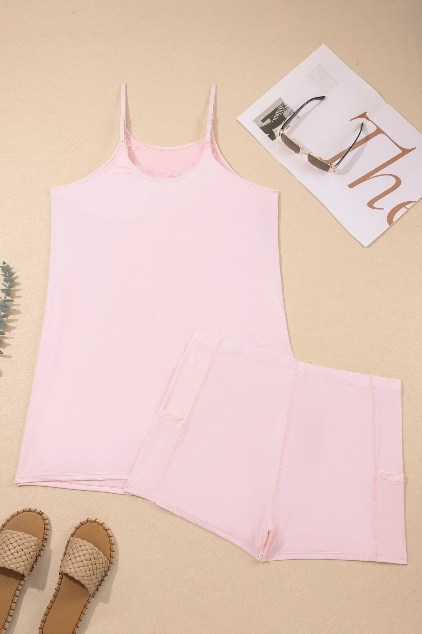 Plus Size Solid Sleeveless Dress & Shorts Set - Rooted & Reckless Co.