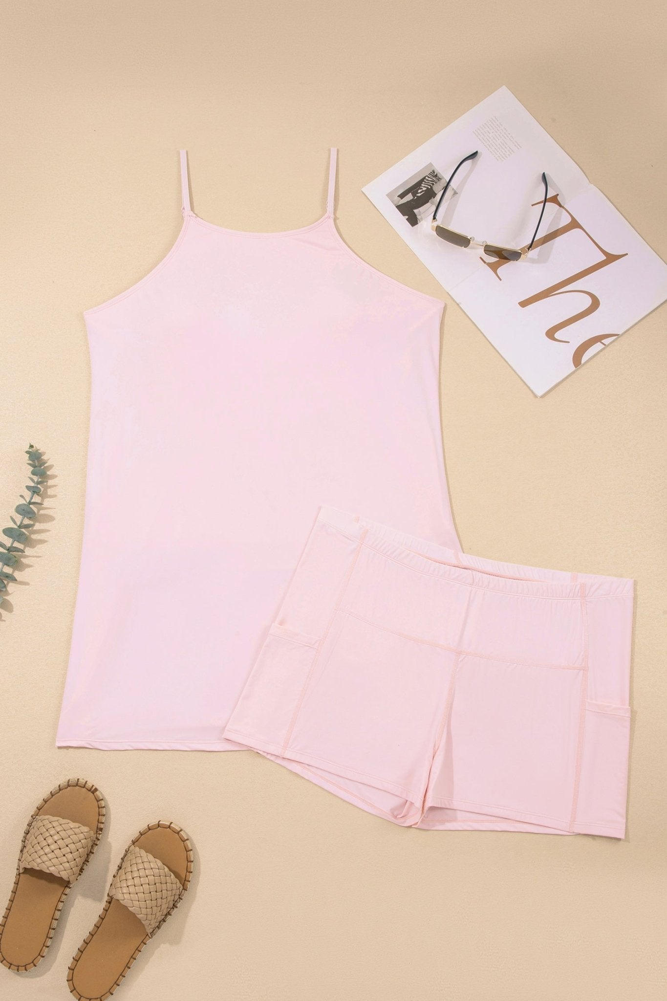 Plus Size Solid Sleeveless Dress & Shorts Set - Rooted & Reckless Co.