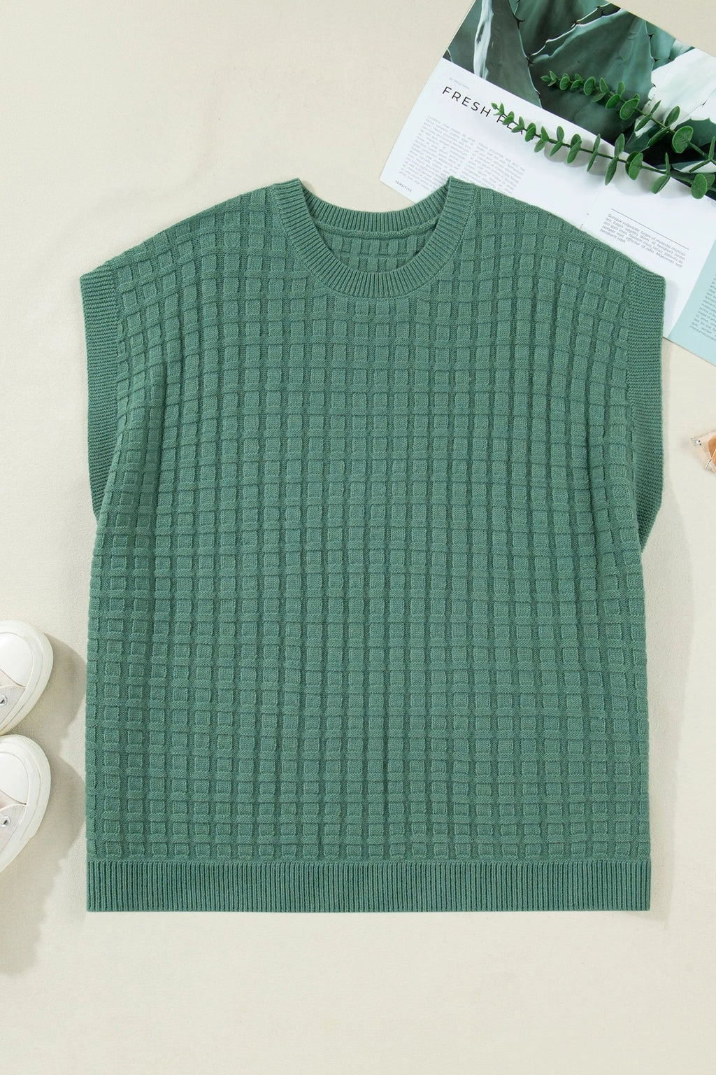 Plus Size Solid Textured Knit Short Sleeve Top - Rooted & Reckless Co.