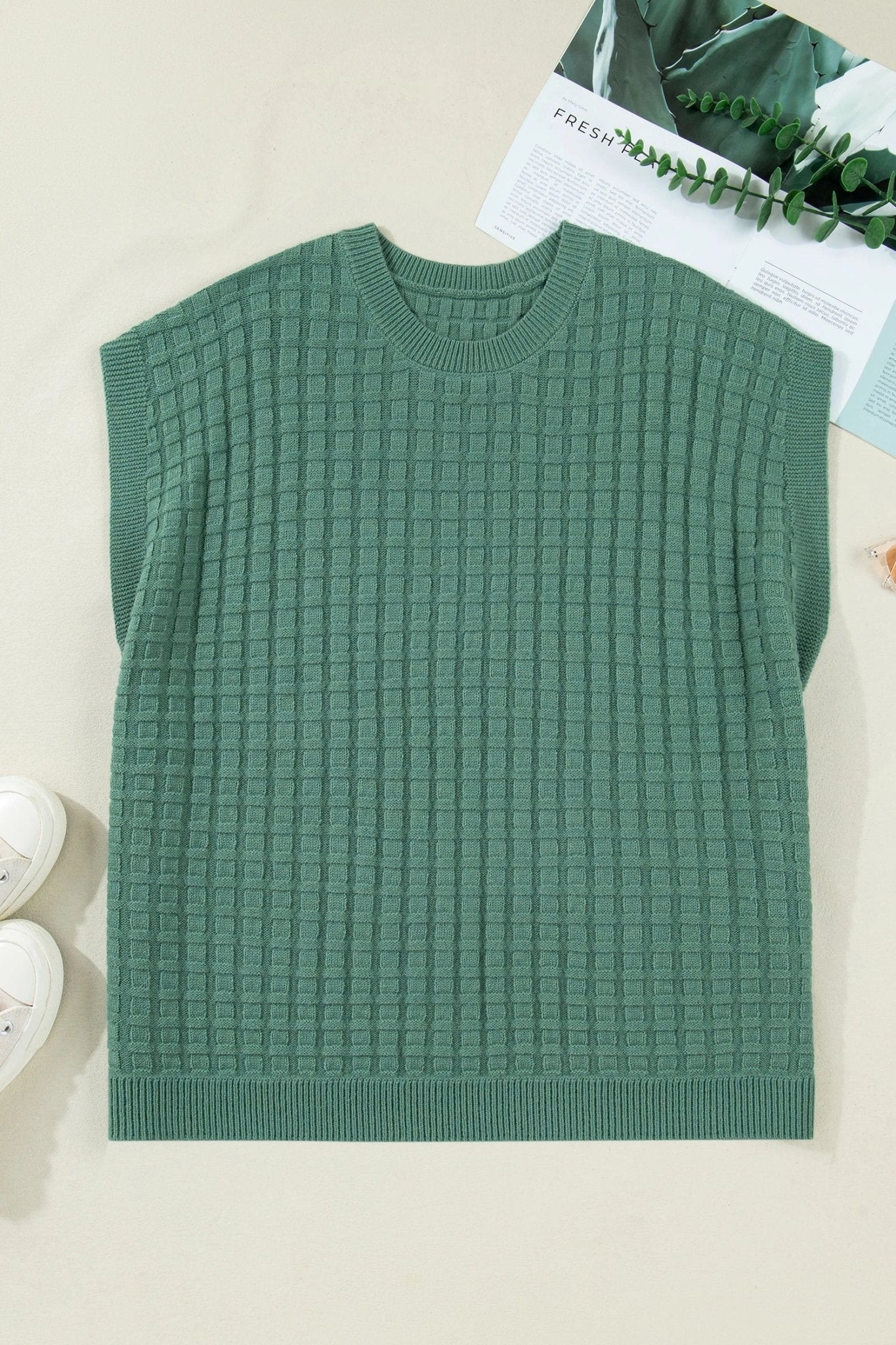 Plus Size Solid Textured Knit Short Sleeve Top - Rooted & Reckless Co.