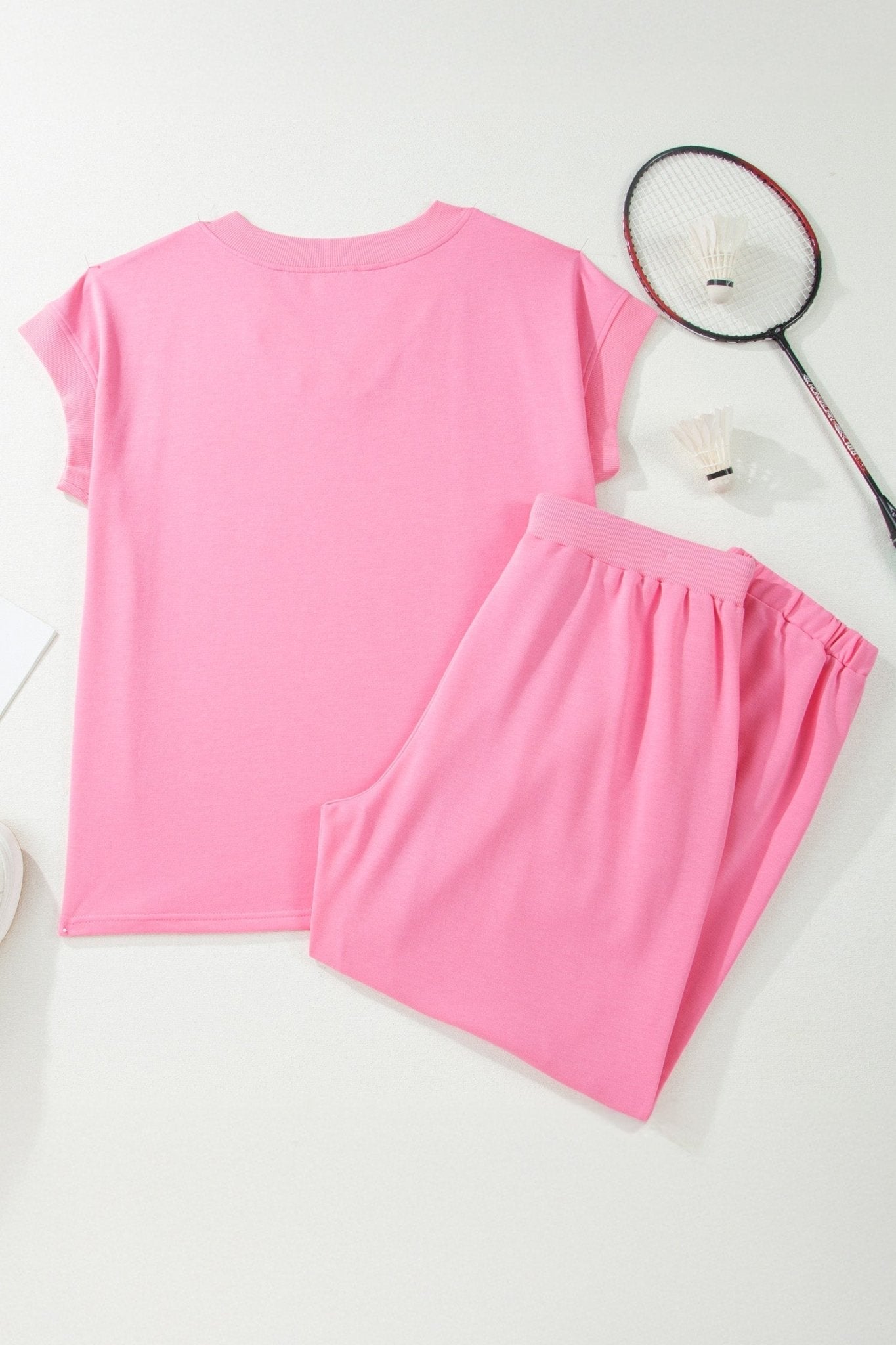 Plus Size Solid V-Neck Tee & Drawstring Pants Set - Rooted & Reckless Co.