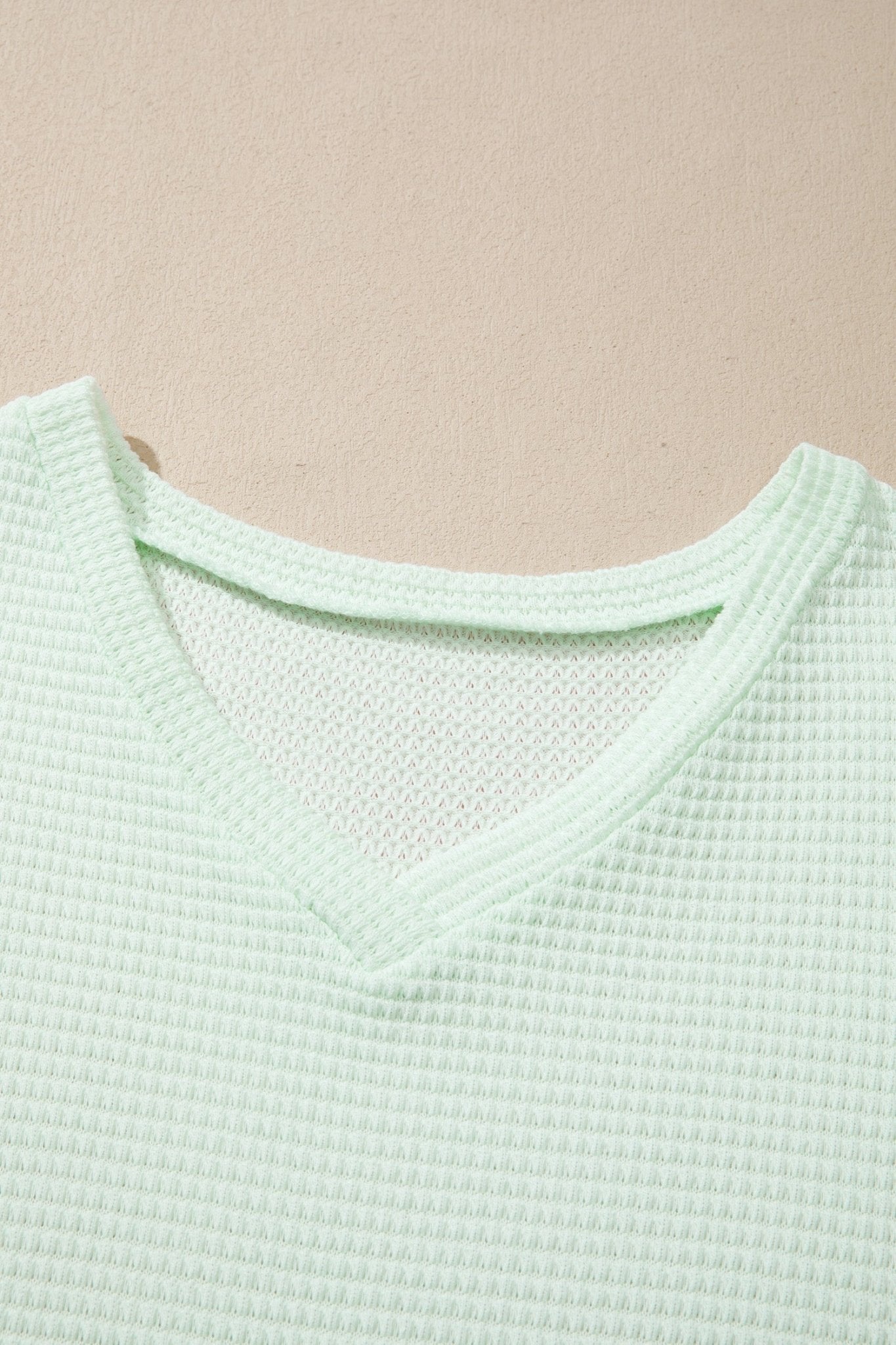 Plus Size Solid Waffle Knit V-Neck Short Sleeve Top - Rooted & Reckless Co.
