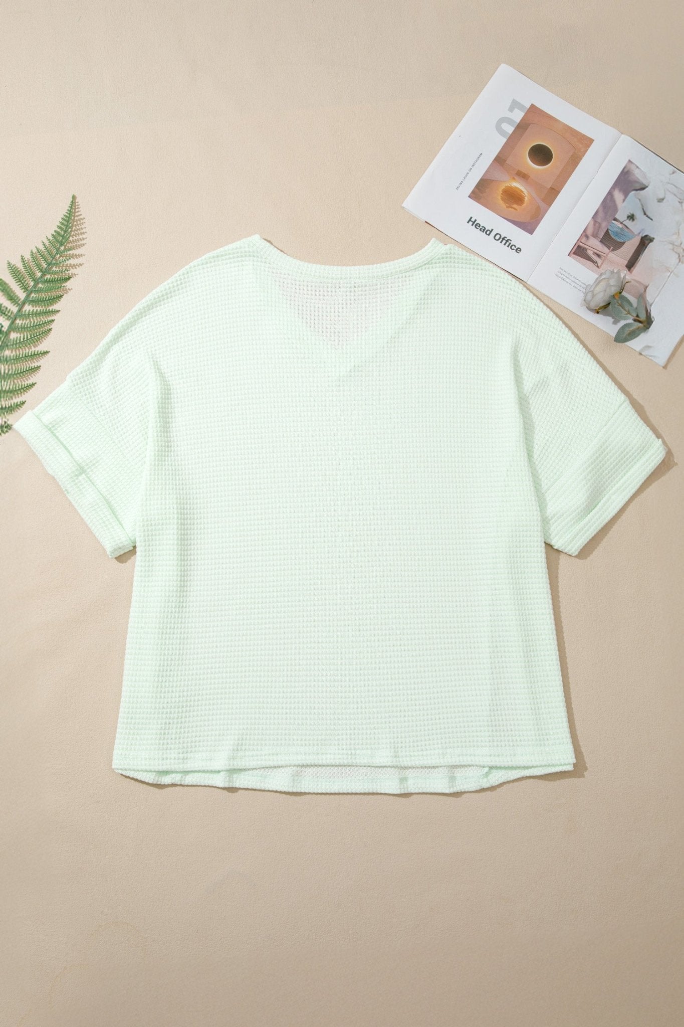 Plus Size Solid Waffle Knit V-Neck Short Sleeve Top - Rooted & Reckless Co.