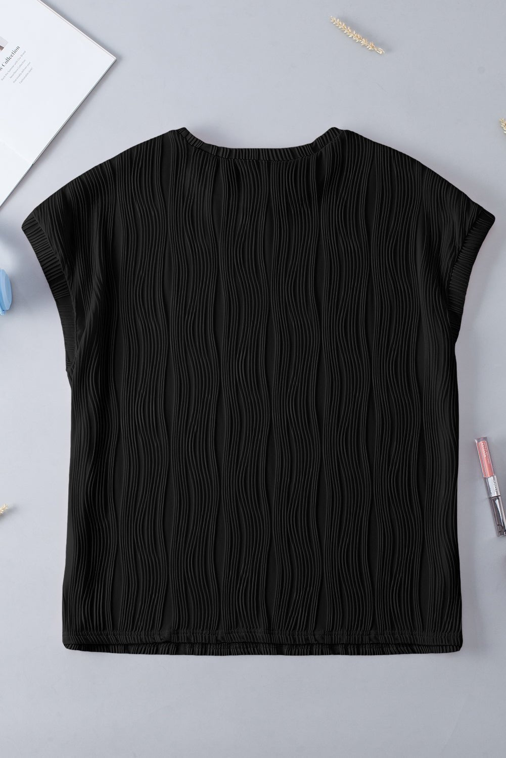 Plus Size Solid Wavy Textured Short Sleeve Tee - Rooted & Reckless Co.