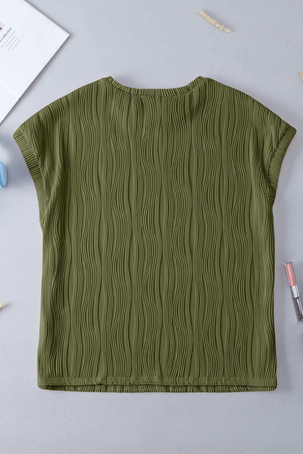 Plus Size Solid Wavy Textured Short Sleeve Tee - Rooted & Reckless Co.