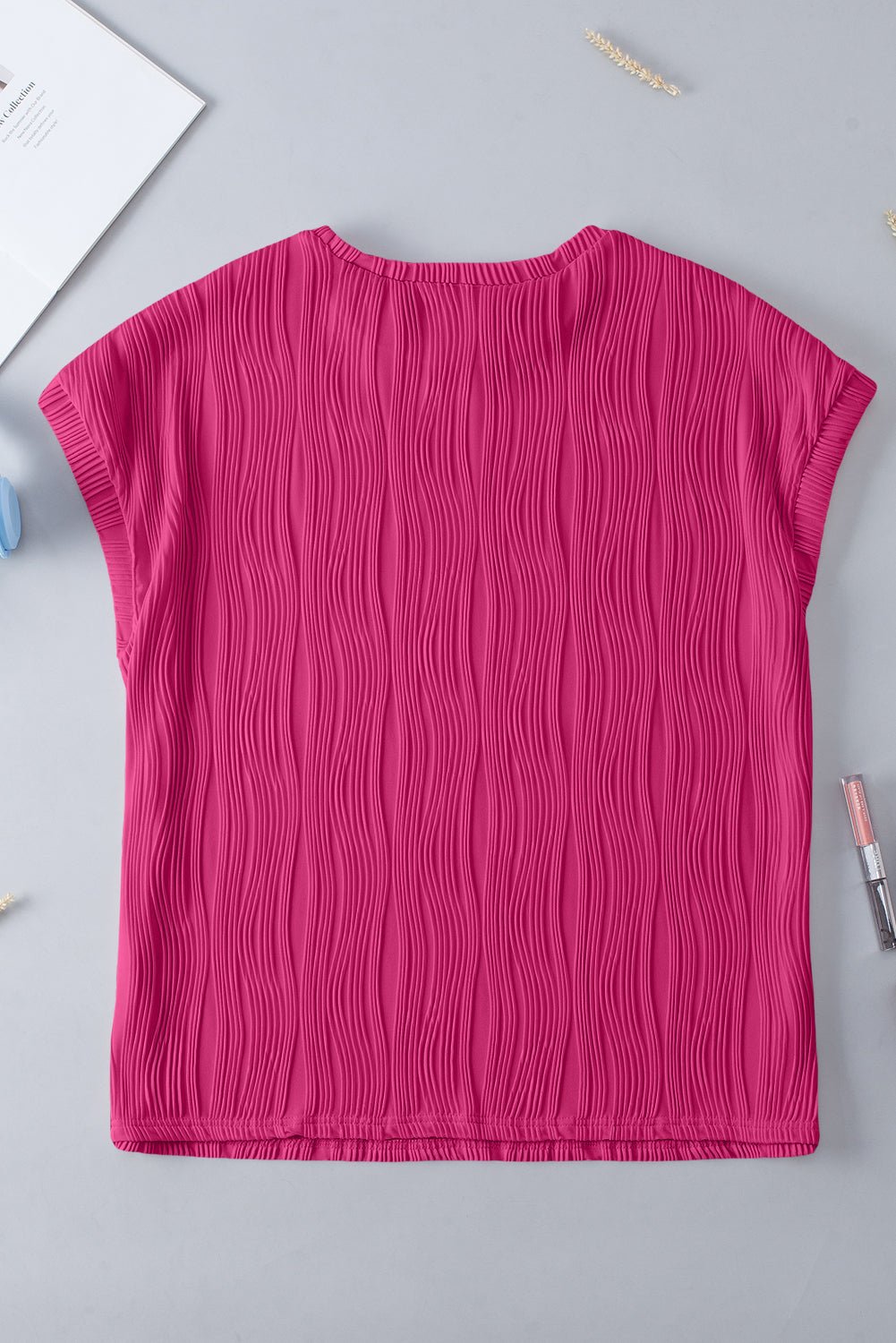 Plus Size Solid Wavy Textured Short Sleeve Tee - Rooted & Reckless Co.