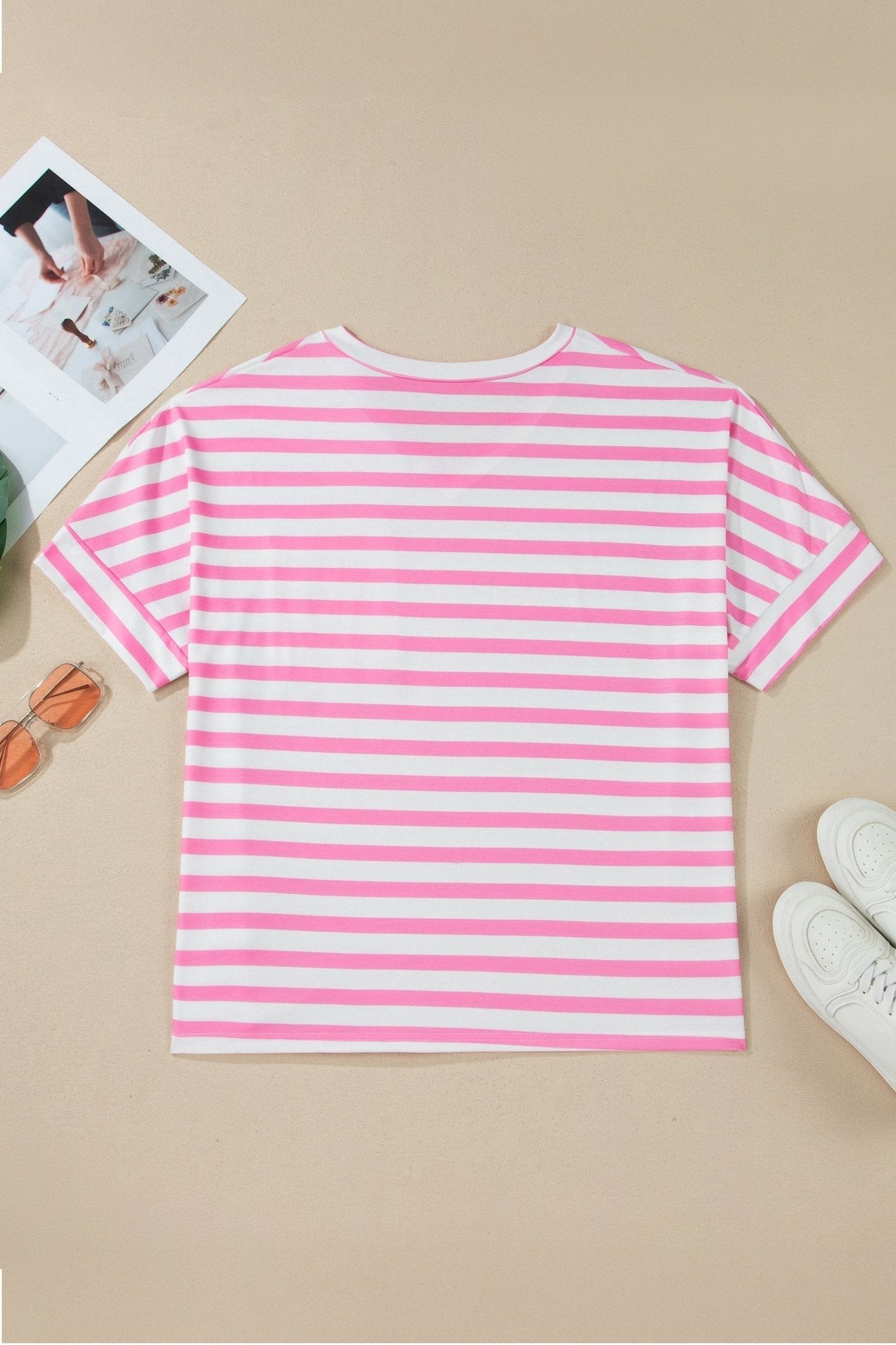 Plus Size Stripe Colorblock Patch Pocket Tee - Rooted & Reckless Co.