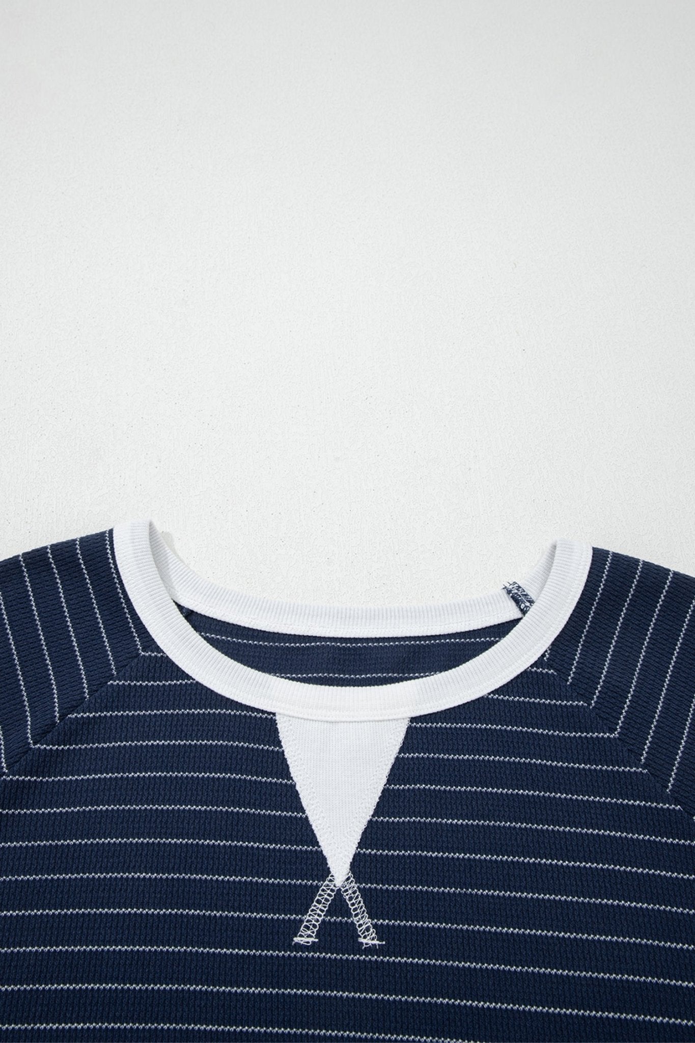 Plus Size Stripe Contrast Trim Ribbed T-Shirt - Rooted & Reckless Co.