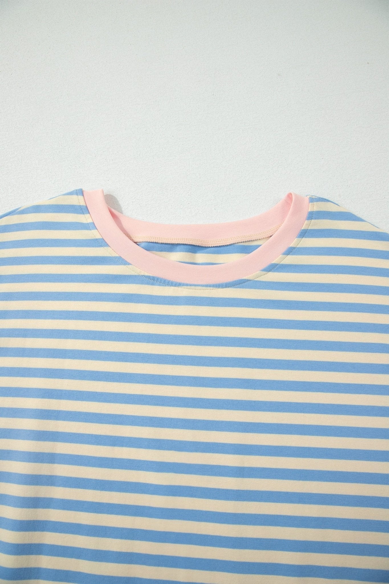 Plus Size Stripe Contrast Trim Short Sleeve Tee - Rooted & Reckless Co.