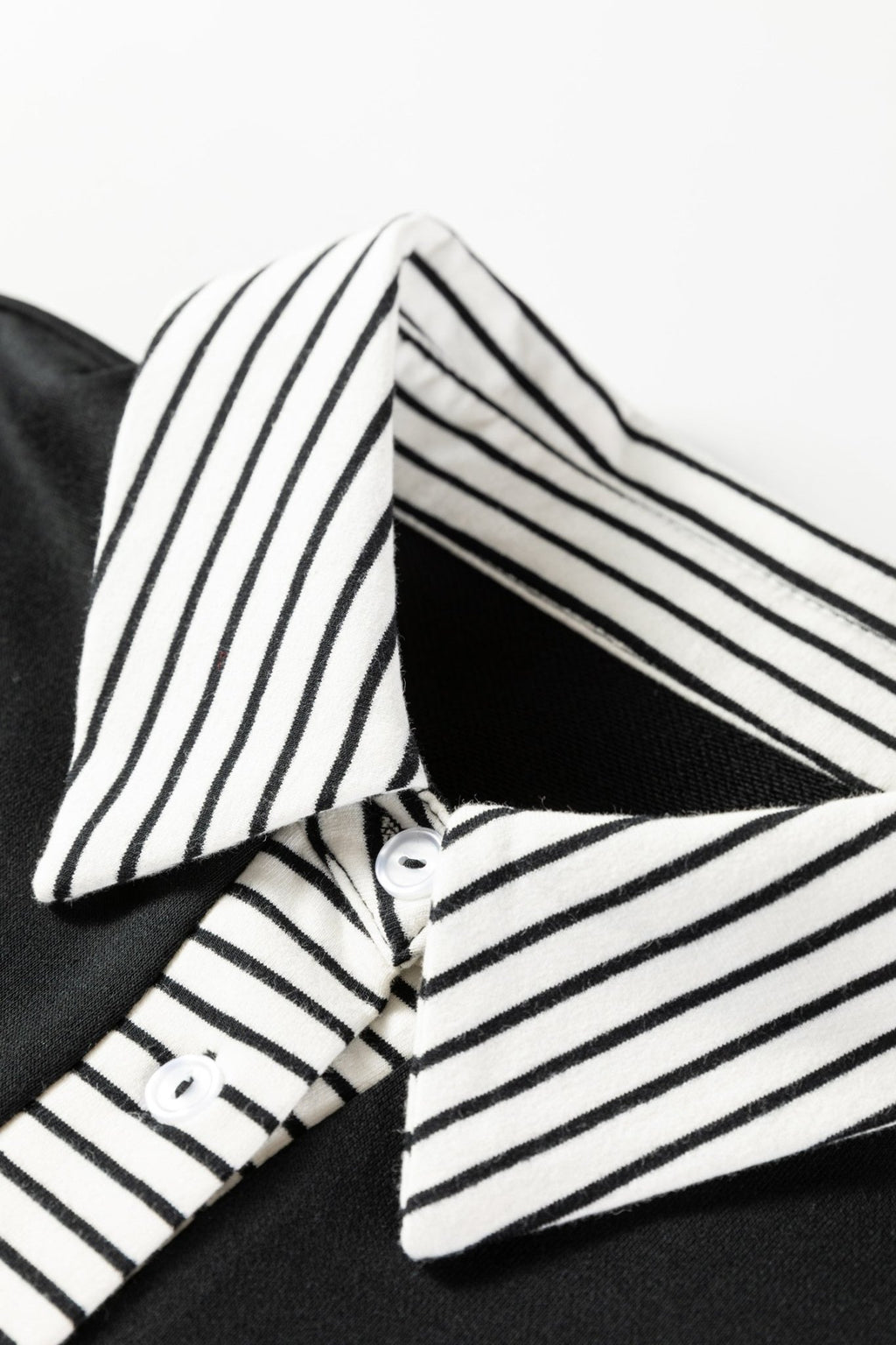 Plus Size Stripe Cuffs Collared Ruffle Hem Dress - Rooted & Reckless Co.