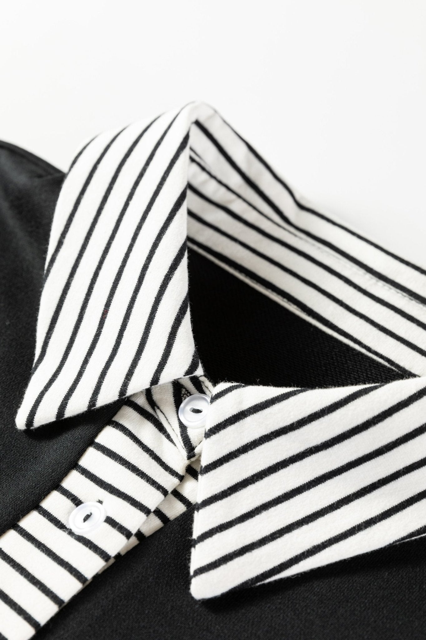 Plus Size Stripe Cuffs Collared Ruffle Hem Dress - Rooted & Reckless Co.