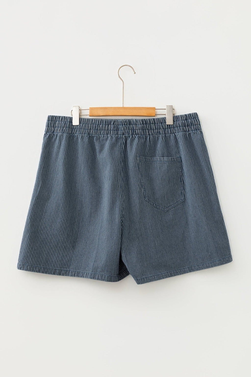 Plus Size Stripe Denim Contrast Drawstring Shorts - Rooted & Reckless Co.