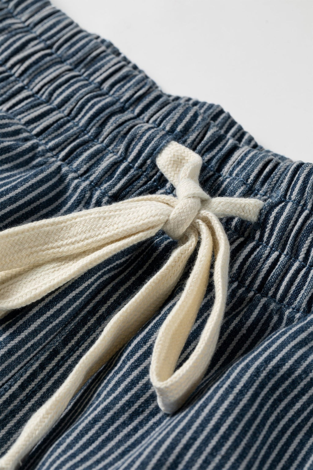 Plus Size Stripe Denim Contrast Drawstring Shorts - Rooted & Reckless Co.