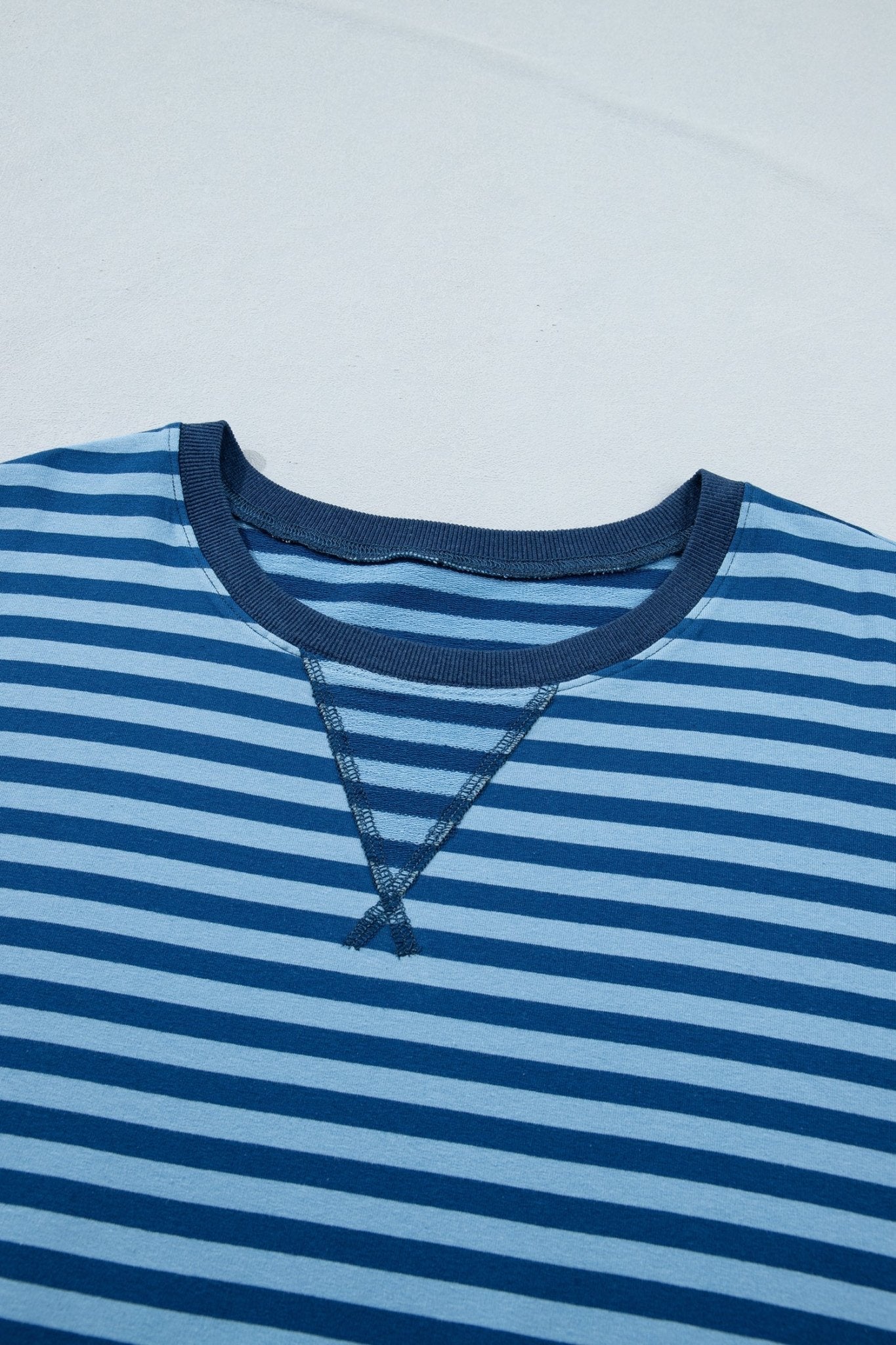 Plus Size Stripe Dropped Shoulder Tee & Shorts Set - Rooted & Reckless Co.