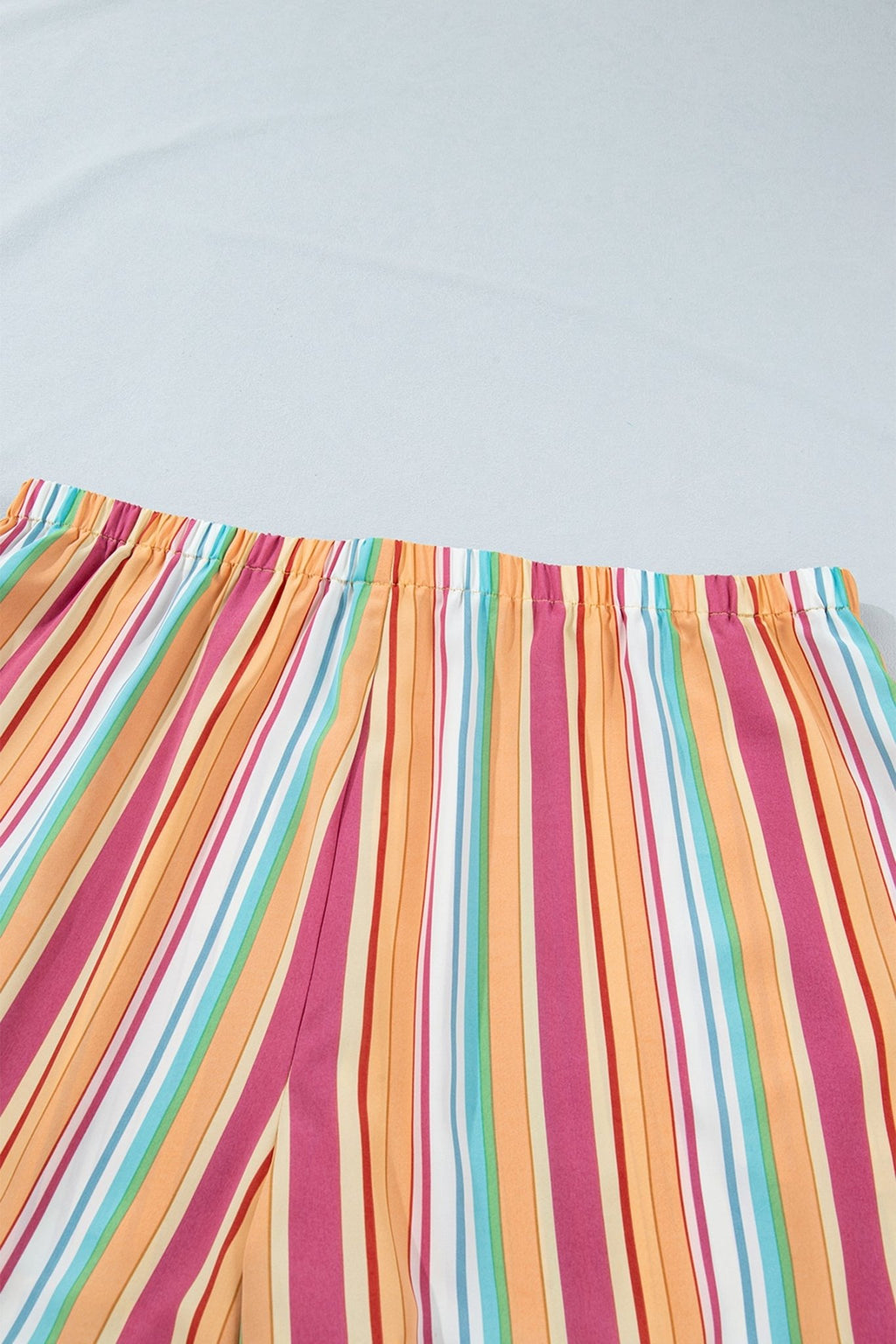 Plus Size Stripe Elastic Waist Ruffle Hem Shorts - Rooted & Reckless Co.