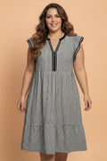 Plus Size Stripe Flutter Sleeve V-Neck Maxi Dress - Rooted & Reckless Co.
