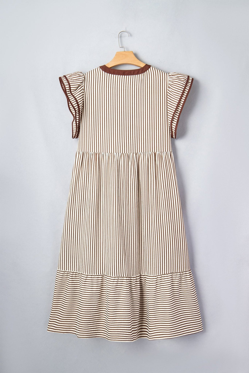 Plus Size Stripe Flutter Sleeve V-Neck Maxi Dress - Rooted & Reckless Co.