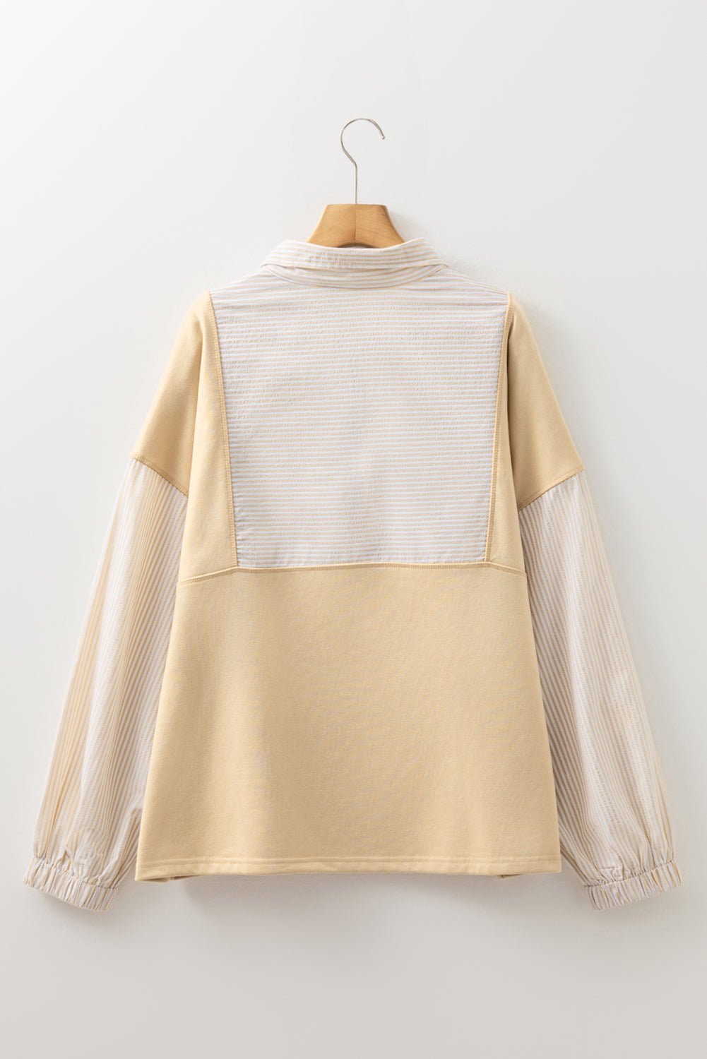 Plus Size Stripe Patchwork Half-Zip Sweatshirt - Rooted & Reckless Co.