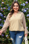 Plus Size Stripe Patchwork Raglan Sleeve Jumper - Rooted & Reckless Co.