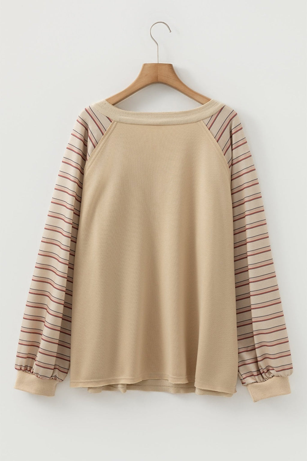 Plus Size Stripe Patchwork Raglan Sleeve Jumper - Rooted & Reckless Co.