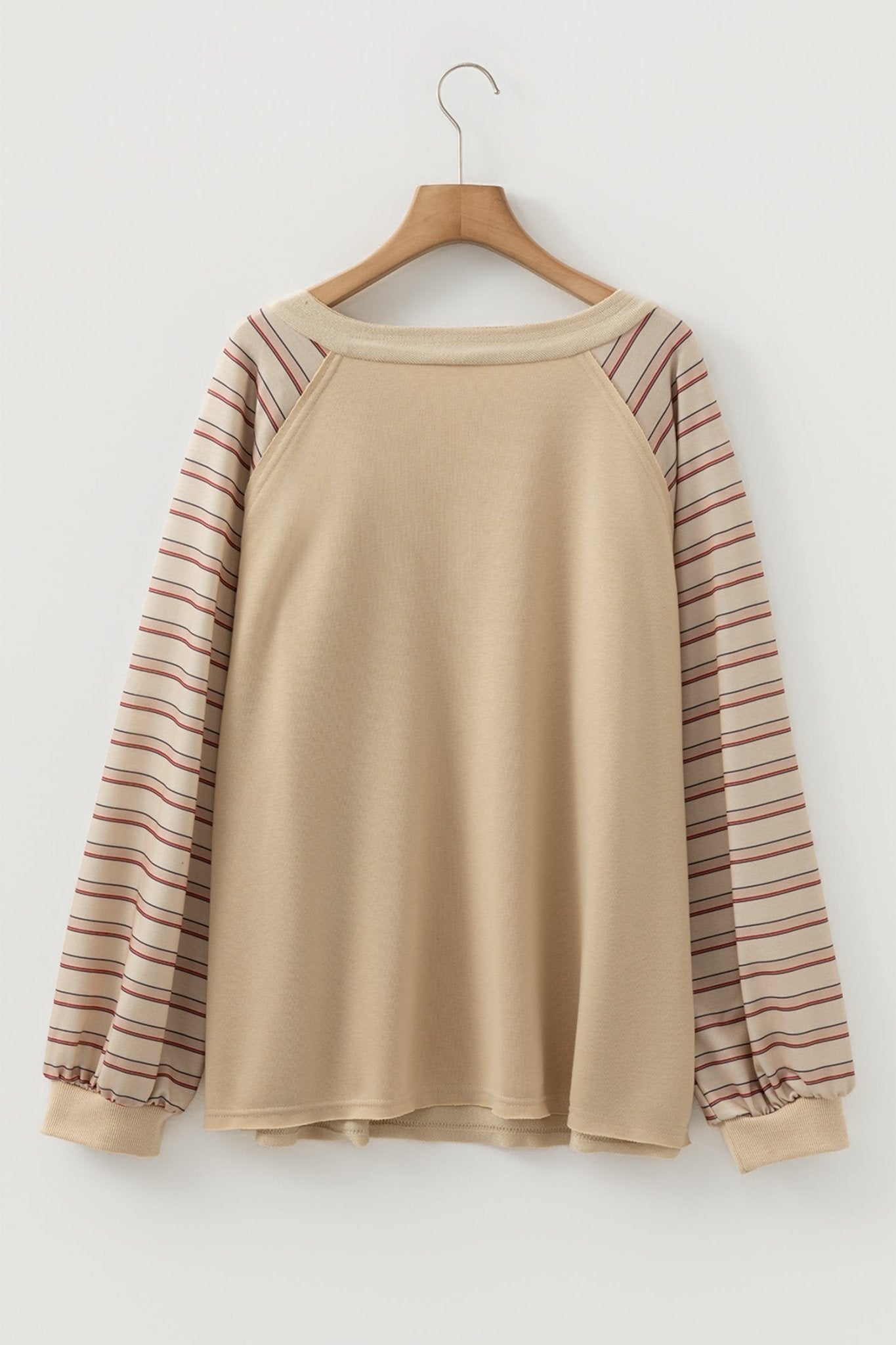 Plus Size Stripe Patchwork Raglan Sleeve Jumper - Rooted & Reckless Co.