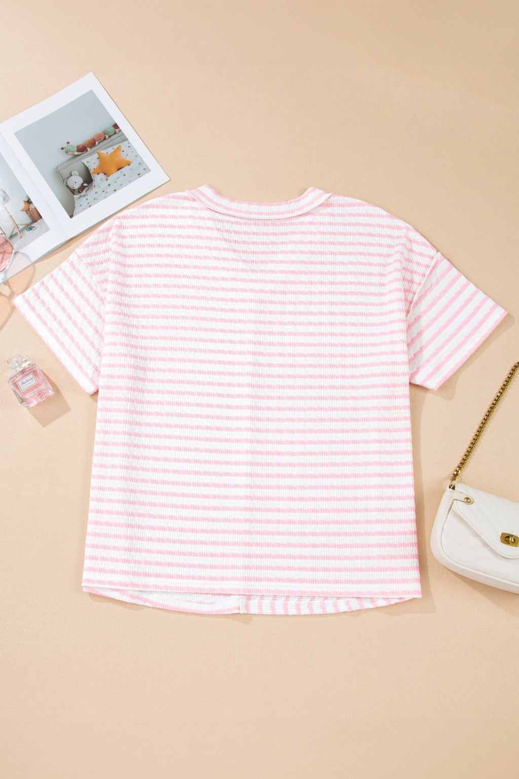 Plus Size Stripe Patchwork V-Neck T-Shirt - Rooted & Reckless Co.