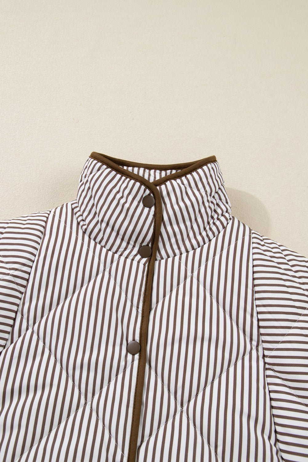 Plus Size Stripe Quilted Snap Button Vest - Rooted & Reckless Co.