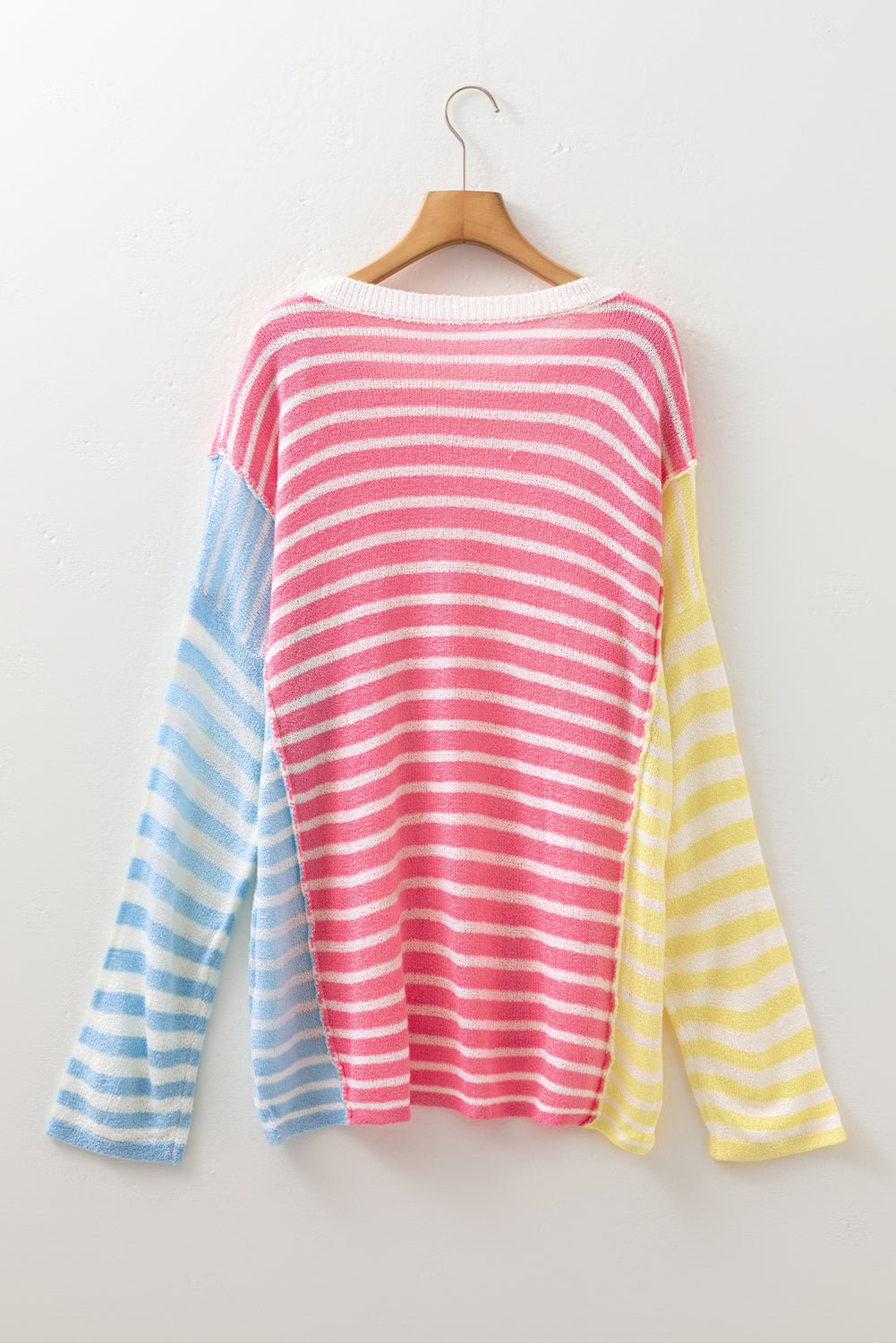 Plus Size Stripe Reverse Seam Colorblock Sweater - Rooted & Reckless Co.