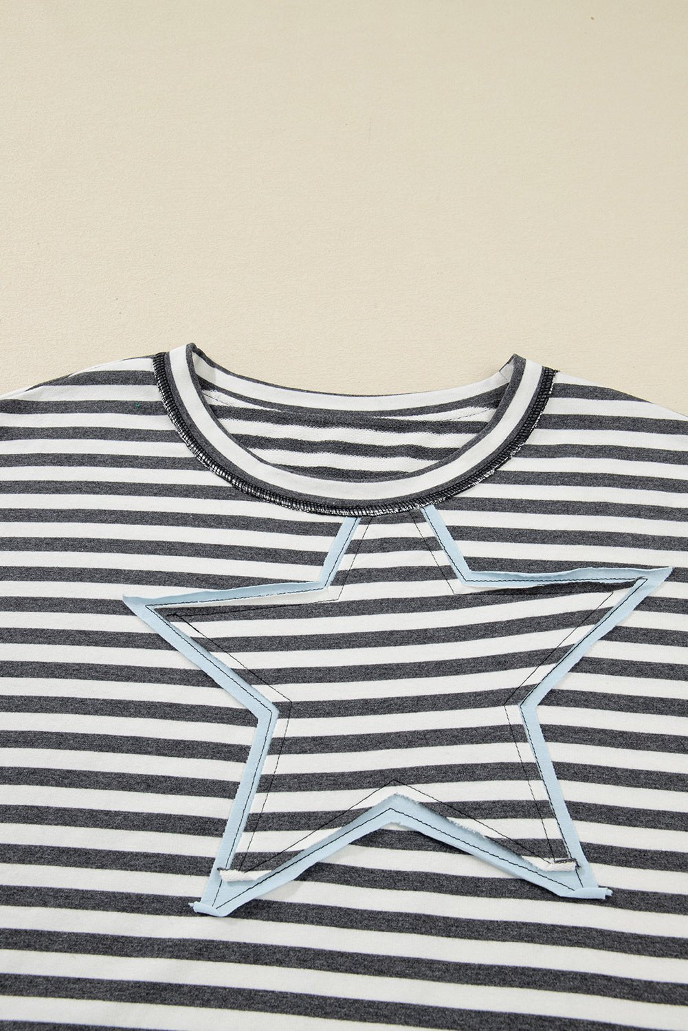 Plus Size Stripe Star Stitch Long Sleeve Top - Rooted & Reckless Co.
