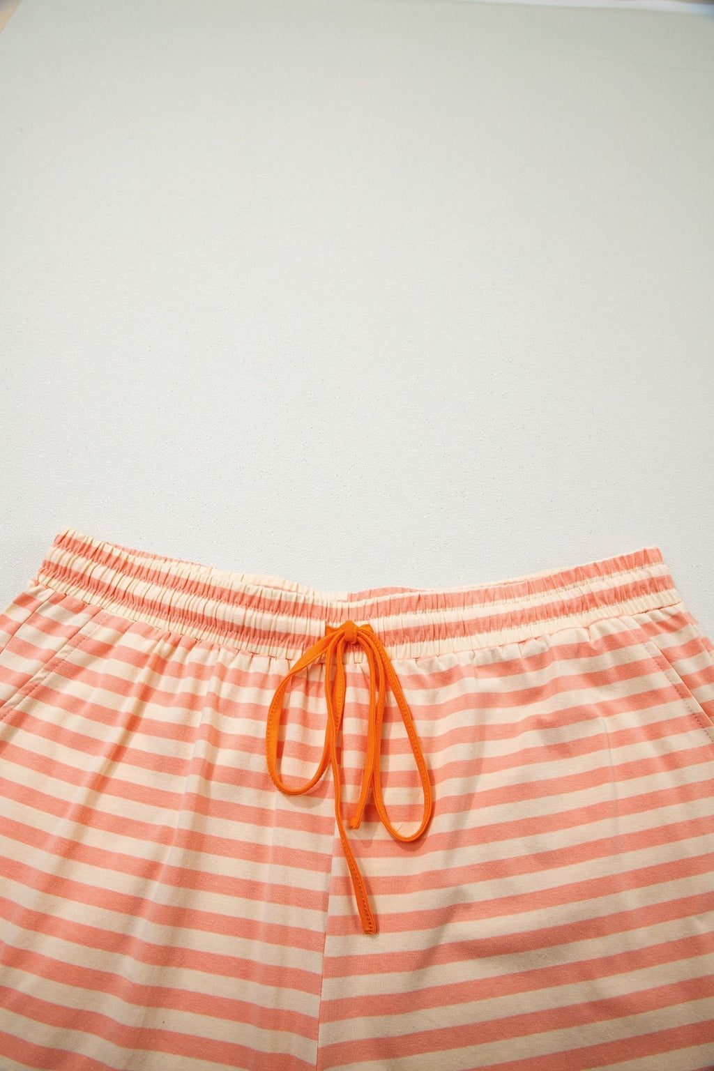 Plus Size Stripe T-Shirt & Drawstring Shorts Set - Rooted & Reckless Co.