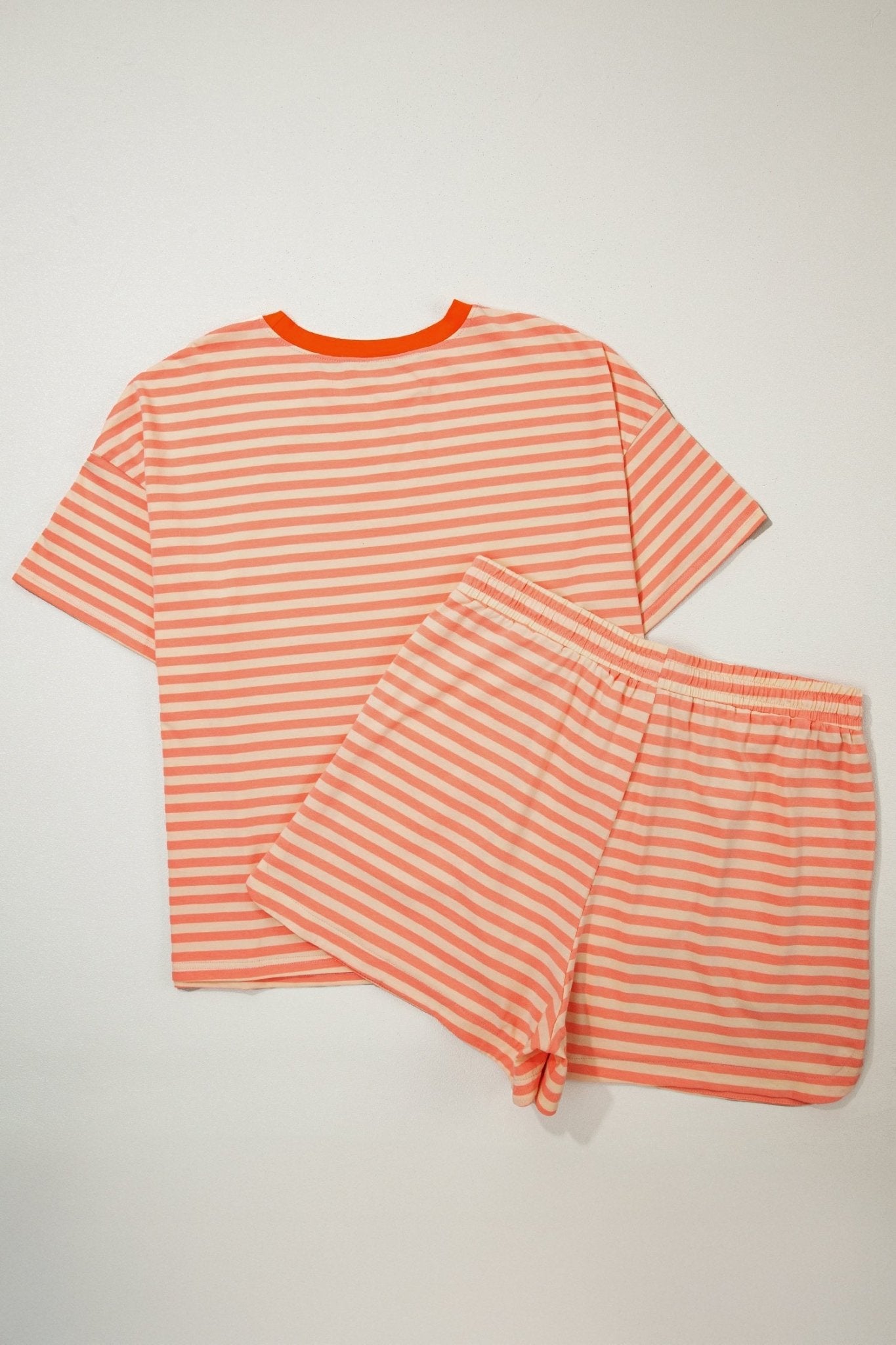 Plus Size Stripe T-Shirt & Drawstring Shorts Set - Rooted & Reckless Co.