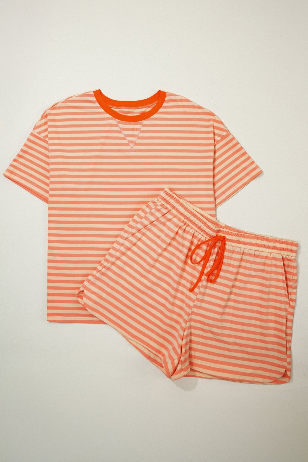 Plus Size Stripe T-Shirt & Drawstring Shorts Set - Rooted & Reckless Co.