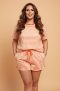 Plus Size Stripe T-Shirt & Drawstring Shorts Set - Rooted & Reckless Co.