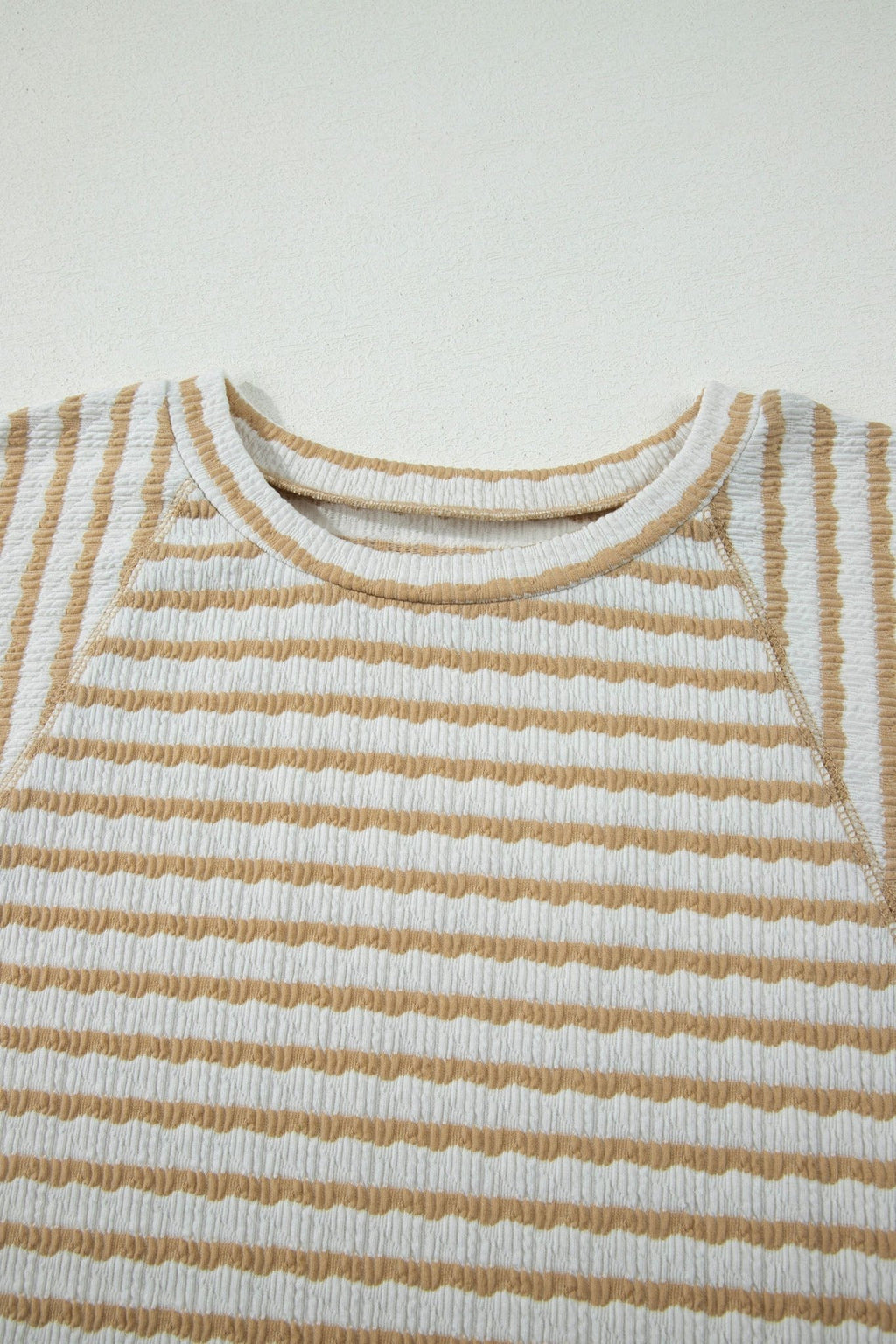 Plus Size Stripe Textured Patchwork 3/4 Sleeve Top - Rooted & Reckless Co.