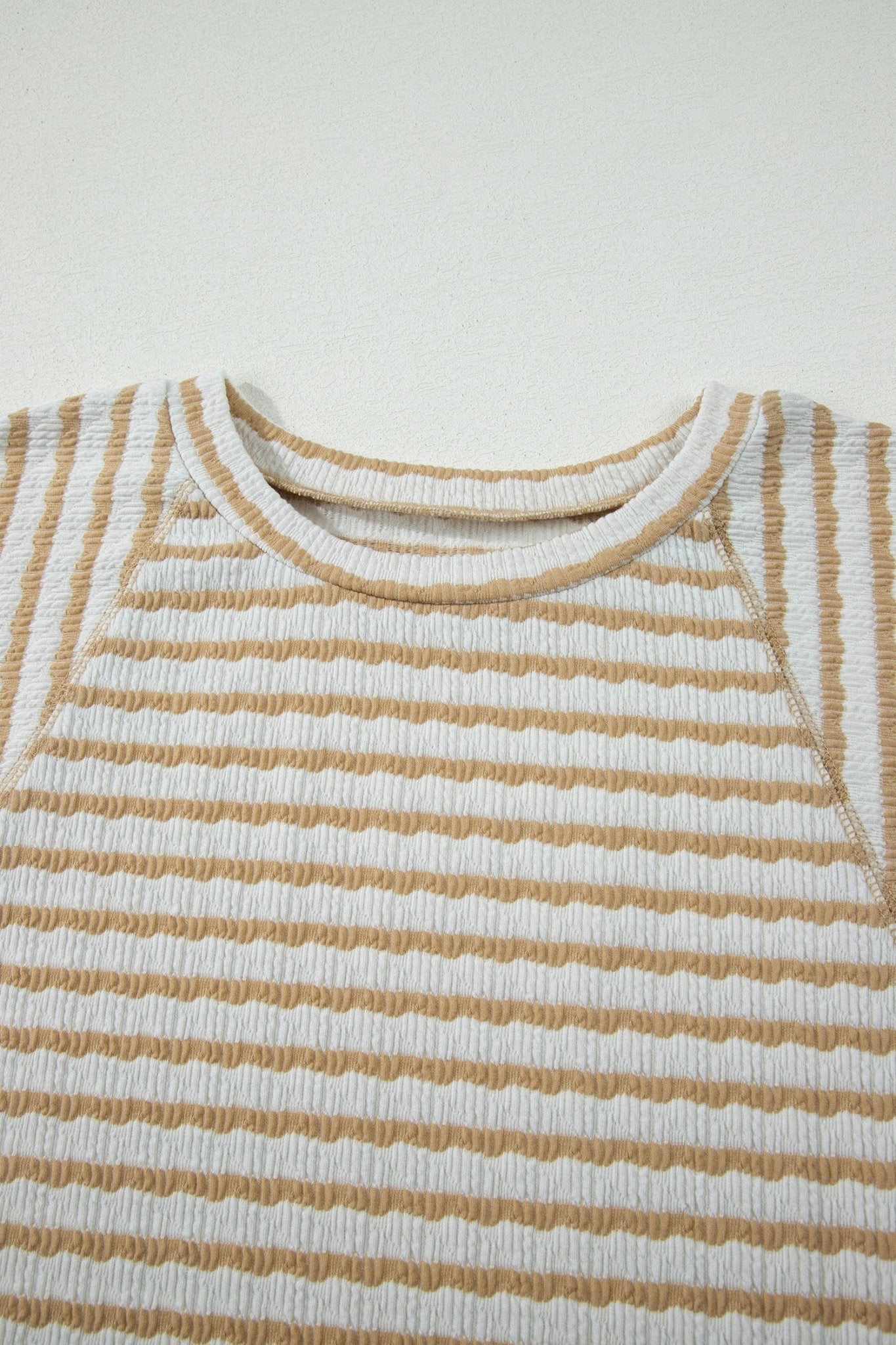 Plus Size Stripe Textured Patchwork 3/4 Sleeve Top - Rooted & Reckless Co.