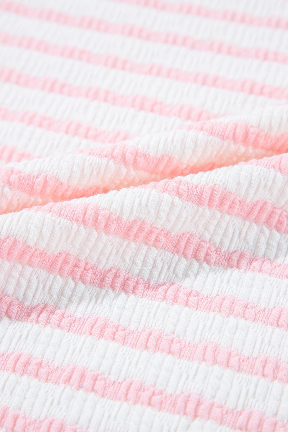 Plus Size Stripe Textured Patchwork 3/4 Sleeve Top - Rooted & Reckless Co.