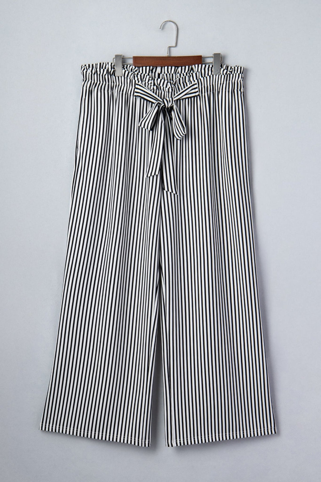 Plus Size Stripe Tie Waist Straight Pants - Rooted & Reckless Co.