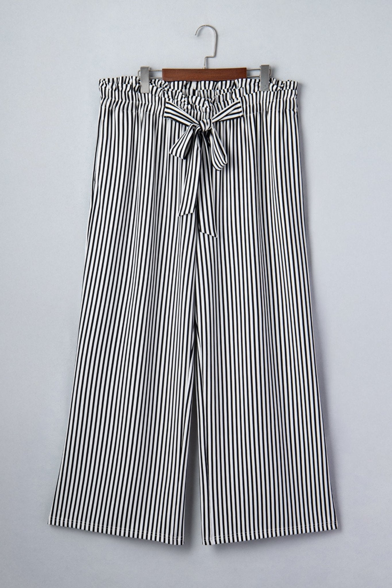 Plus Size Stripe Tie Waist Straight Pants - Rooted & Reckless Co.