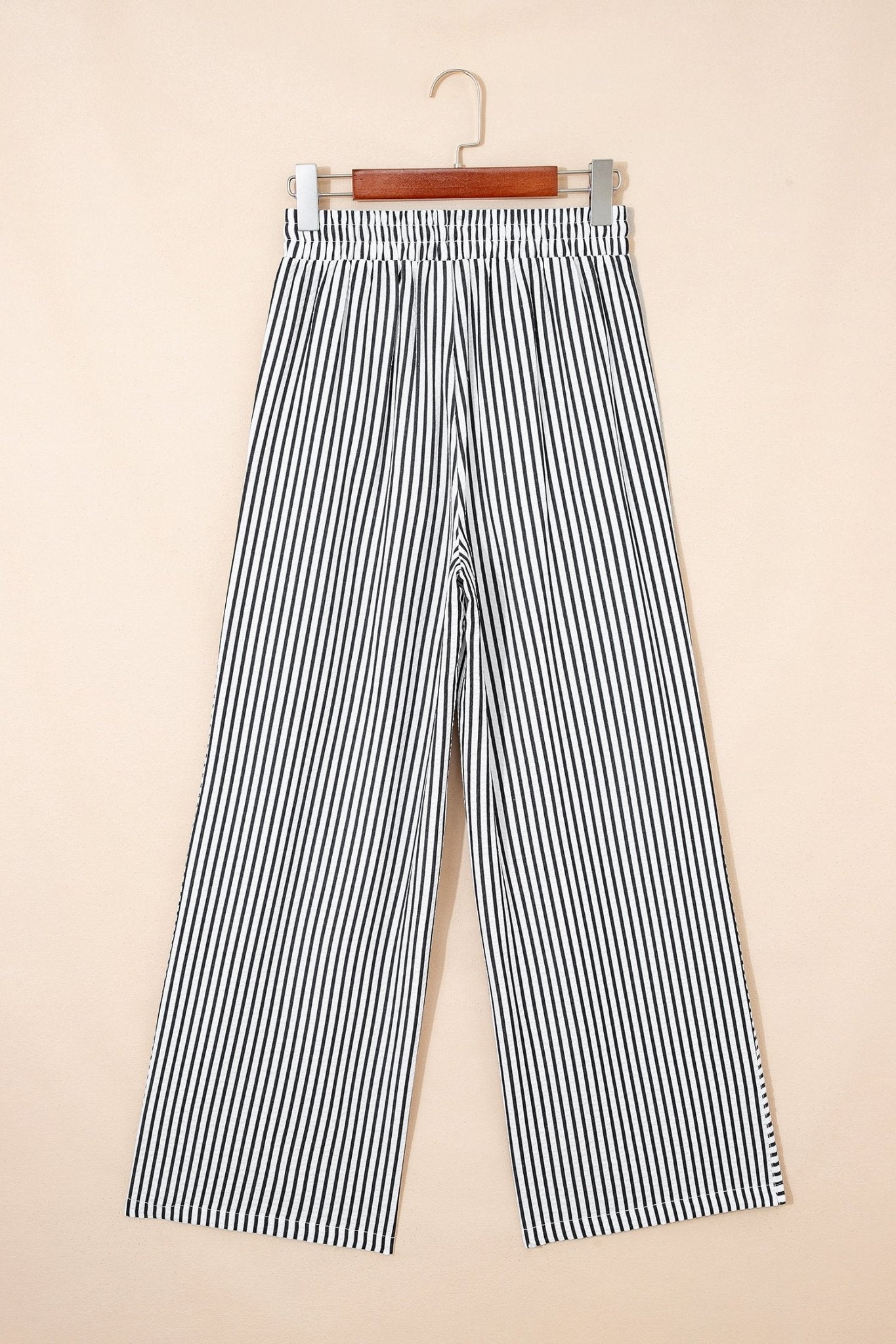 Plus Size Stripe Tie Waist Wide Leg Pants - Rooted & Reckless Co.