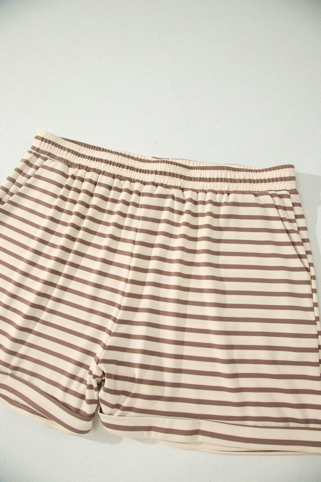 Plus Size Stripe Top & Elastic Waist Shorts Set - Rooted & Reckless Co.