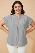 Plus Size Stripe V-Neck Dolman Sleeve Blouse - Rooted & Reckless Co.