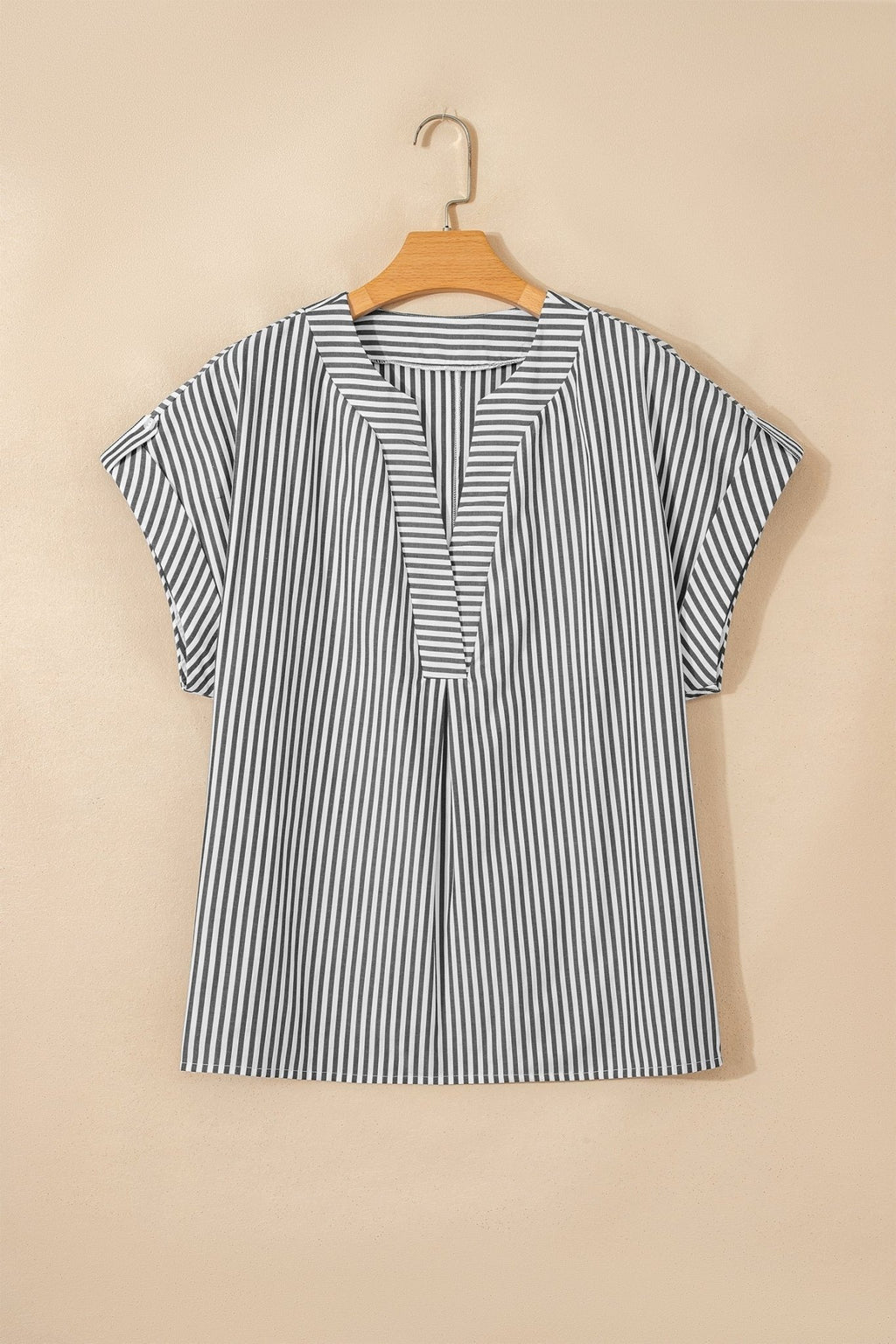 Plus Size Stripe V-Neck Dolman Sleeve Blouse - Rooted & Reckless Co.