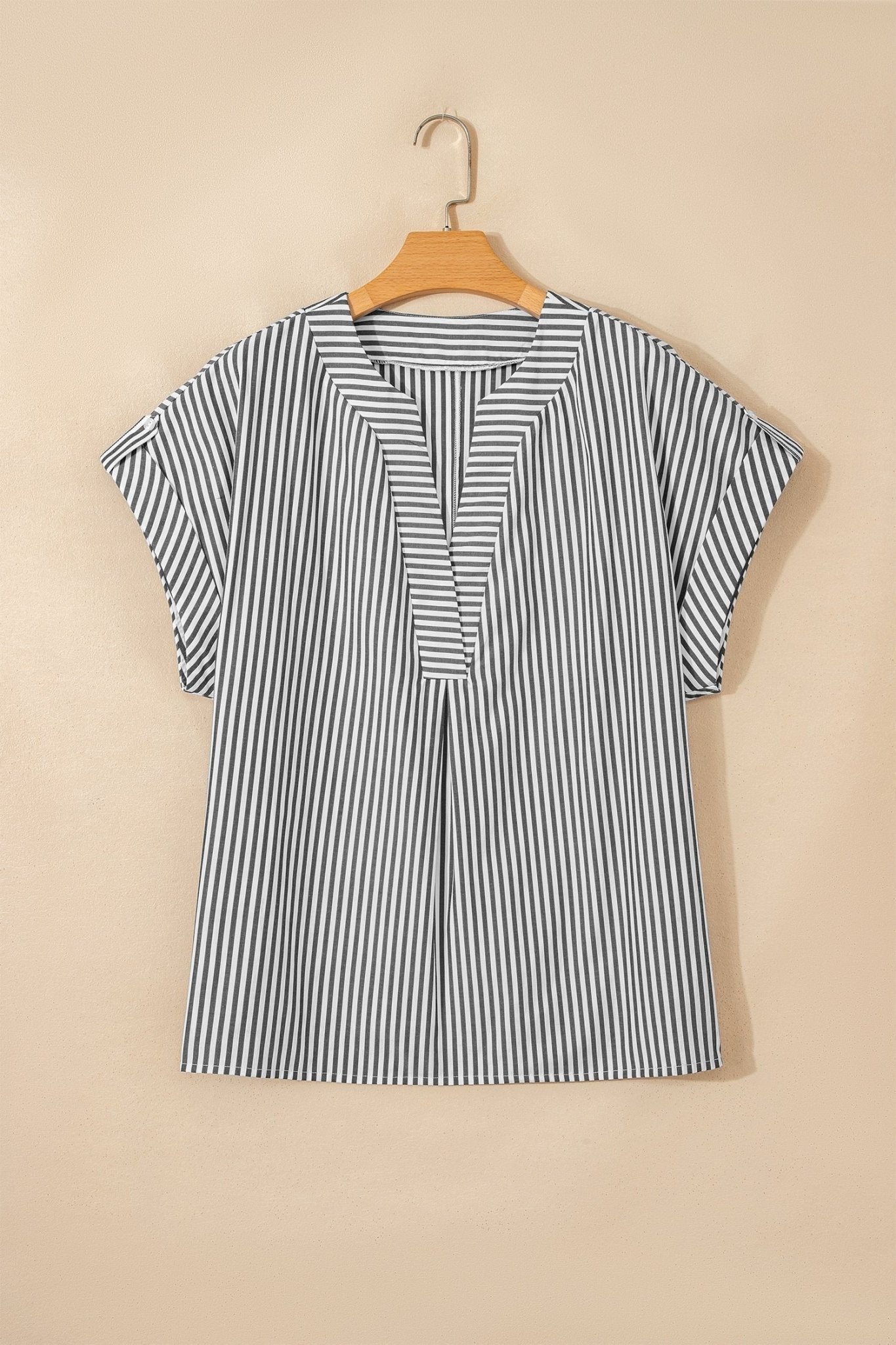 Plus Size Stripe V-Neck Dolman Sleeve Blouse - Rooted & Reckless Co.