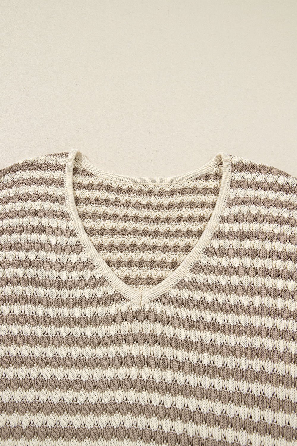 Plus Size Stripe V-Neck Drop Shoulder Sweater - Rooted & Reckless Co.