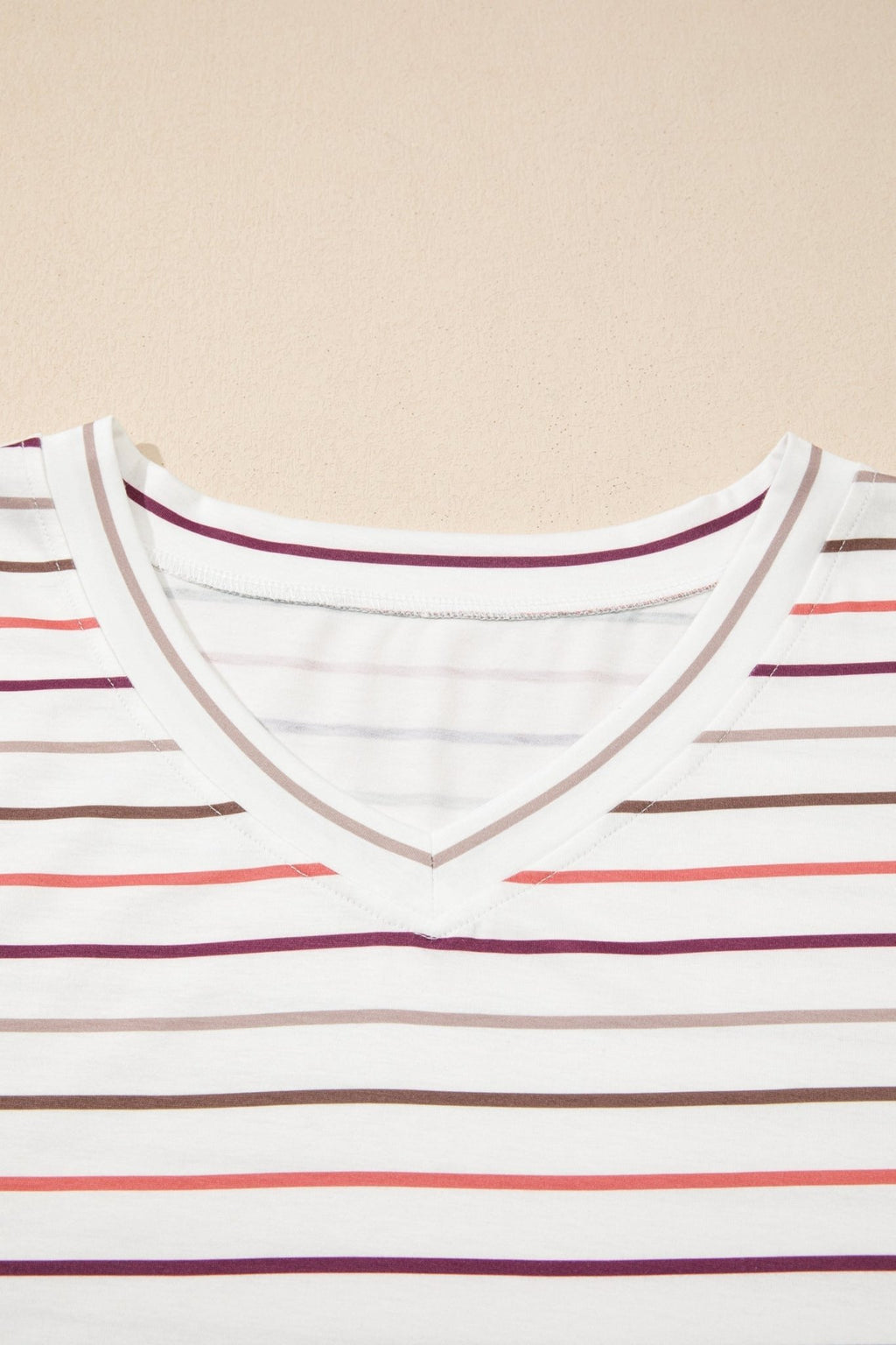 Plus Size Stripe V-Neck Short Sleeve Tee - Rooted & Reckless Co.