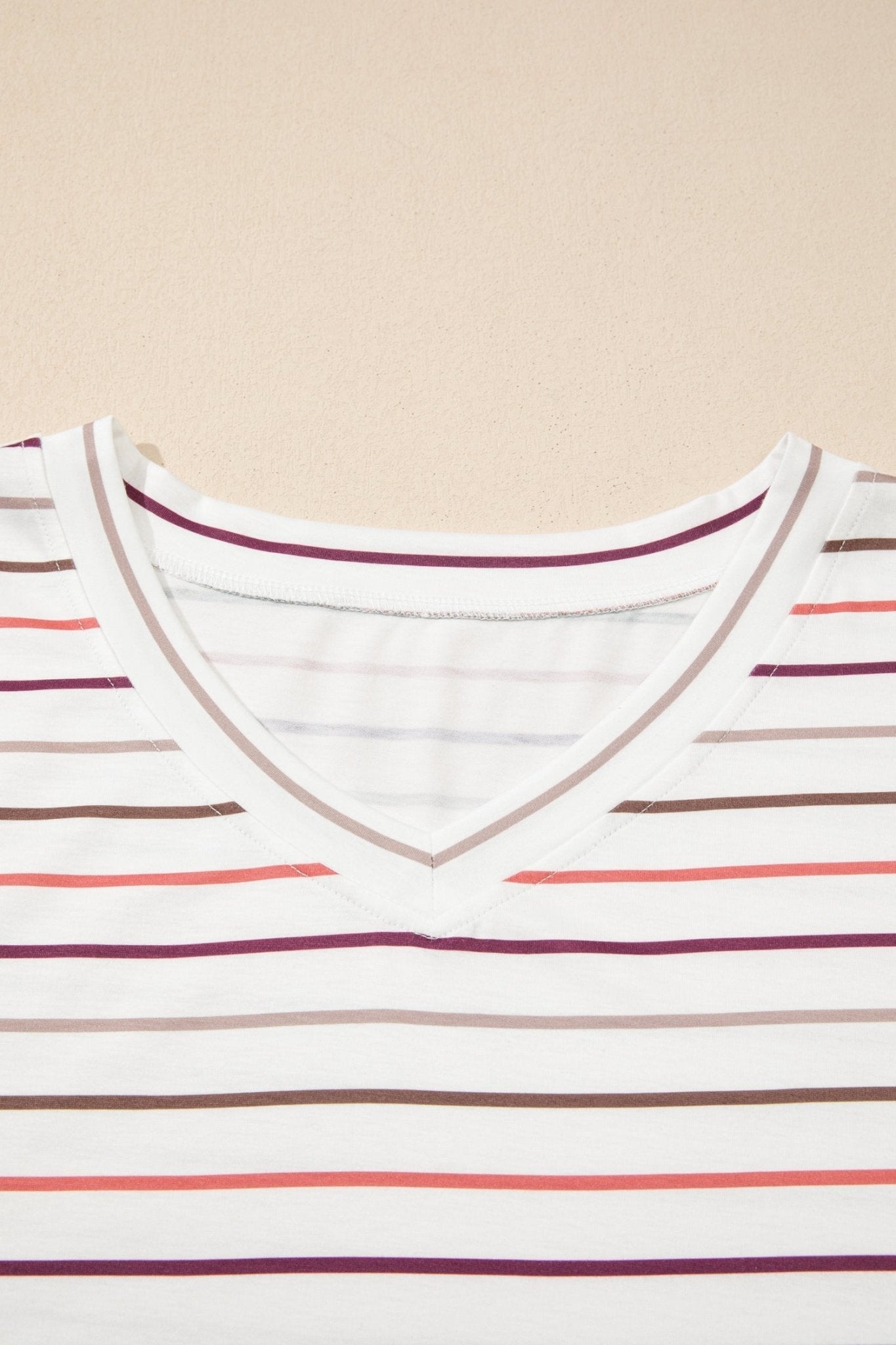 Plus Size Stripe V-Neck Short Sleeve Tee - Rooted & Reckless Co.